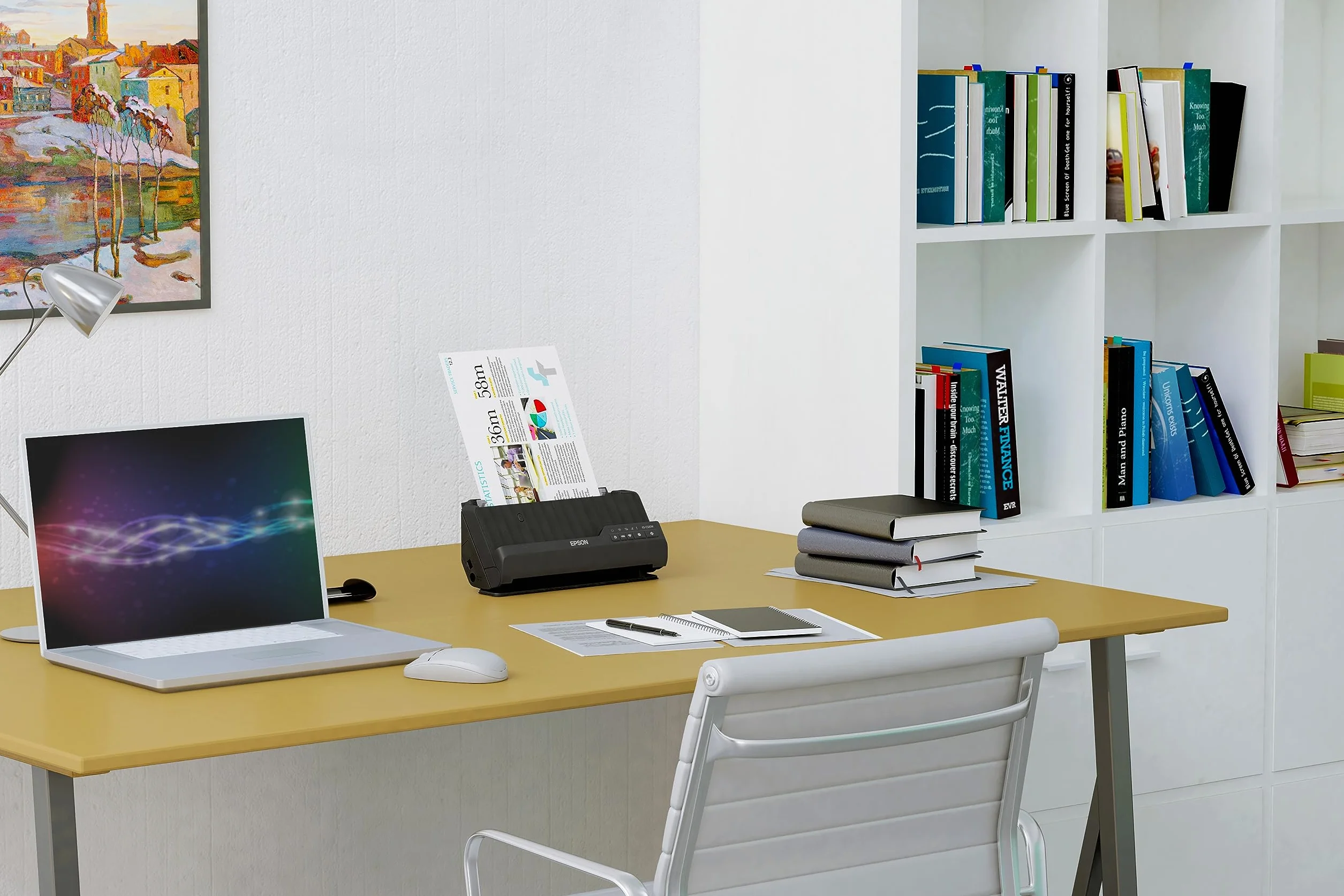Epson ES-C320W Scanner A4 di Precisione per Documenti e Foto, Connessione Wireless, Ottimizzato per la Gestione dei Documenti, Gestione versatile dei Supporti e Bassi Consumi Energetici
