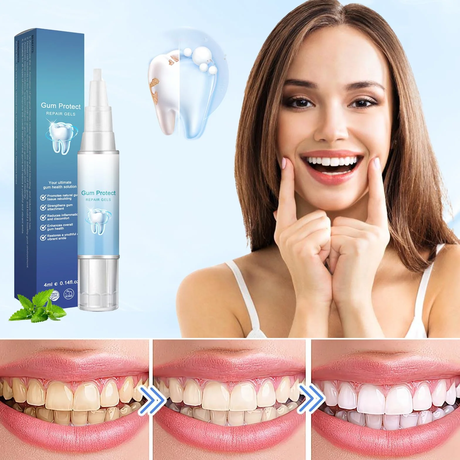 Gel per Terapia Gengivale 3 Pezzi con Scudo Gengivale - Pulizia Profonda Delle Macchie Dei Denti e Del Tartaro