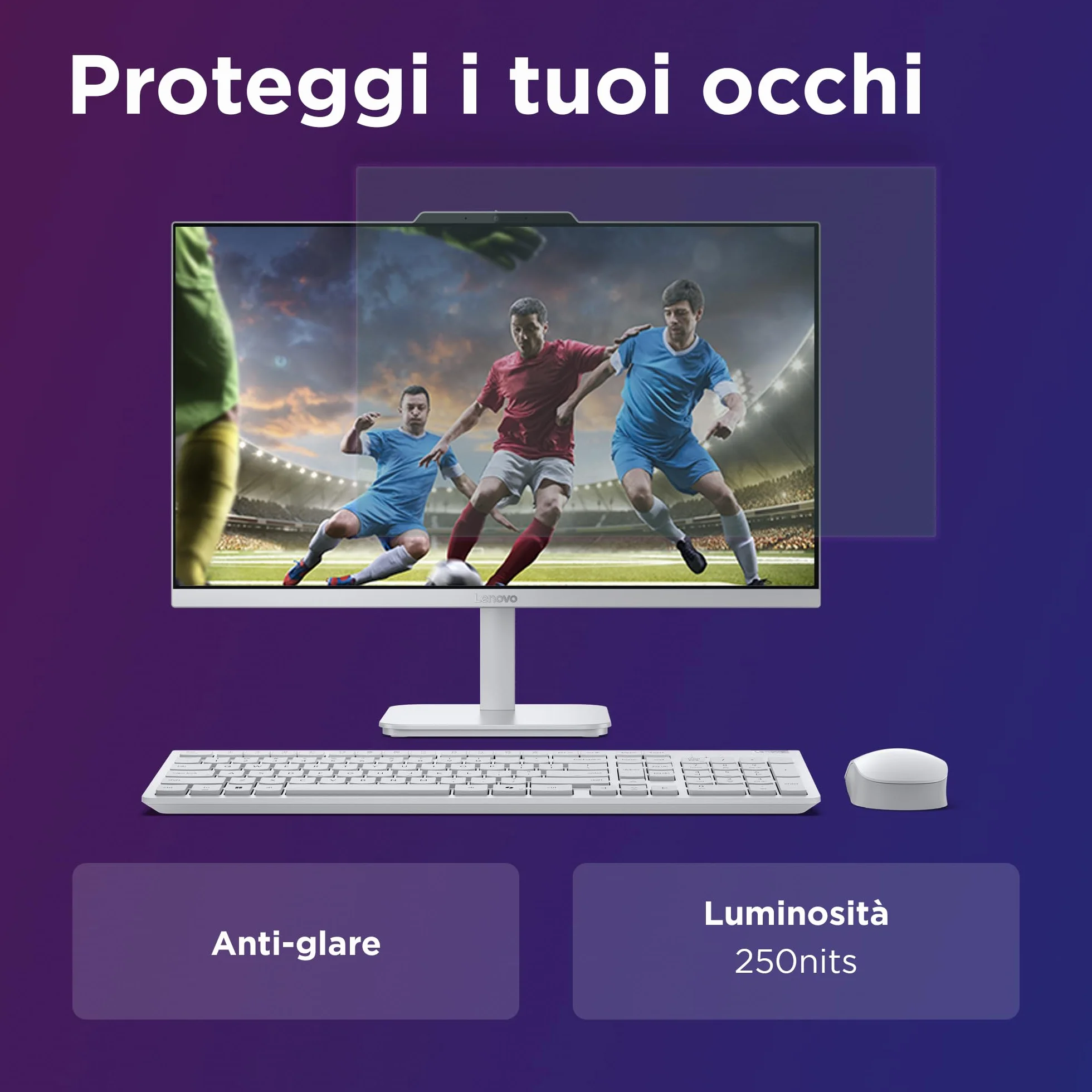 Lenovo A100 All-In-One 24" FHD Intel N100 256GB SSD RAM 8GB WiFi 6 Windows 11 Home Wireless Keyboard Mouse Cloud Grey