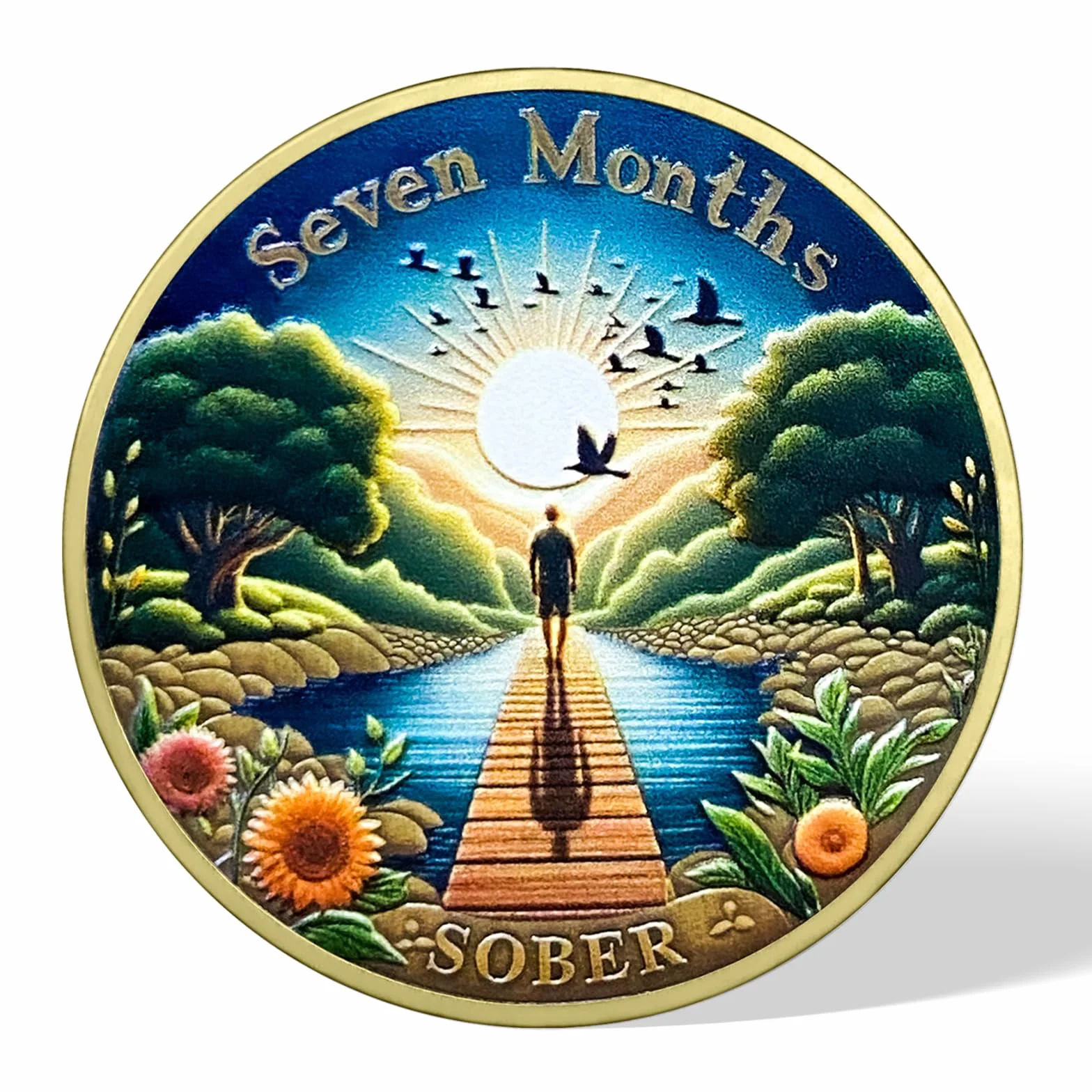 Medaglioni di Recupero Sobrietà 7 Mesi Reborn Sober Chip Alcolisti Anonimi Regali Uomo Donna