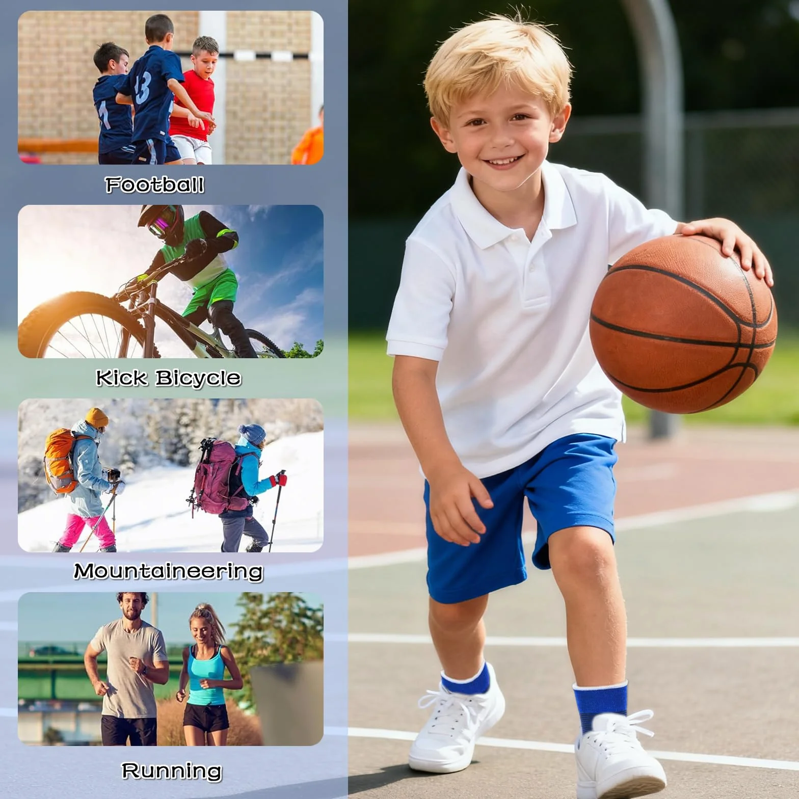 Benda Elastica per Caviglia Bambini 2 Pezzi Supporto Sportivo Senza Tallone Traspirante