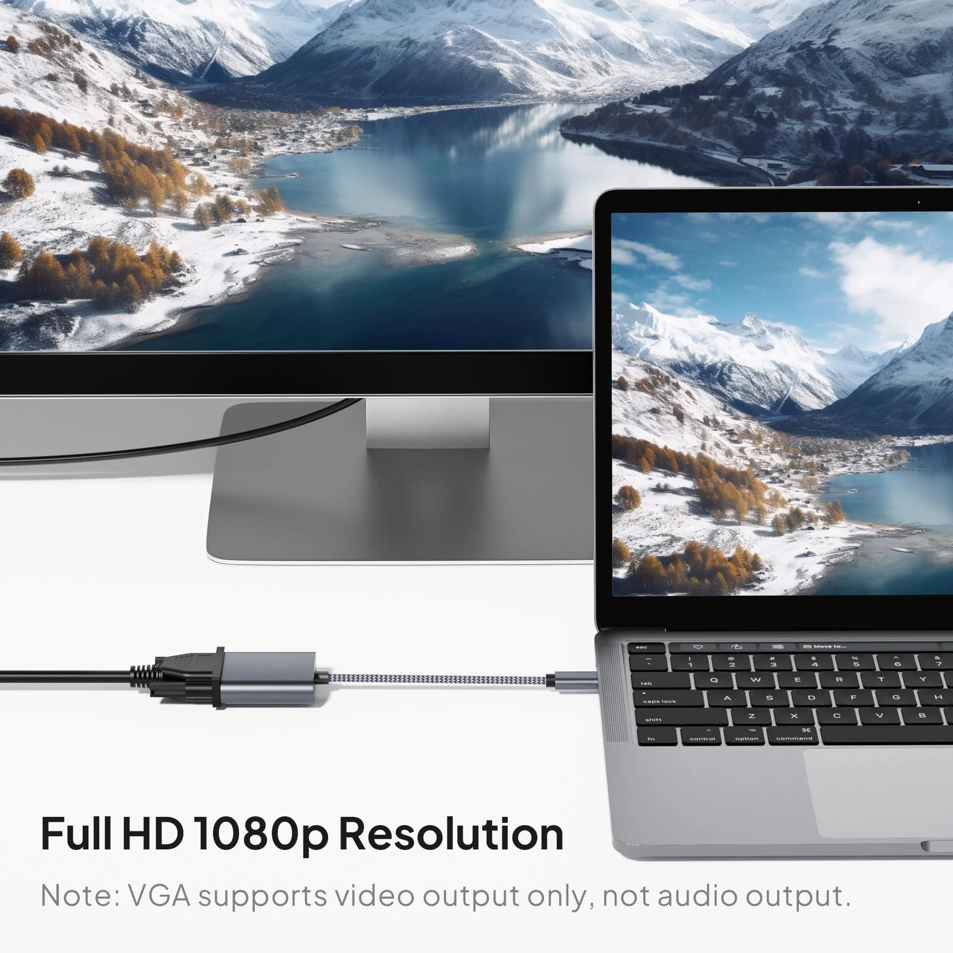 Elebase Adattatore da USB-C a VGA, Convertitore Tipo C a VGA per iPhone 15, MacBook Air, iPad, Samsung Galaxy Tab