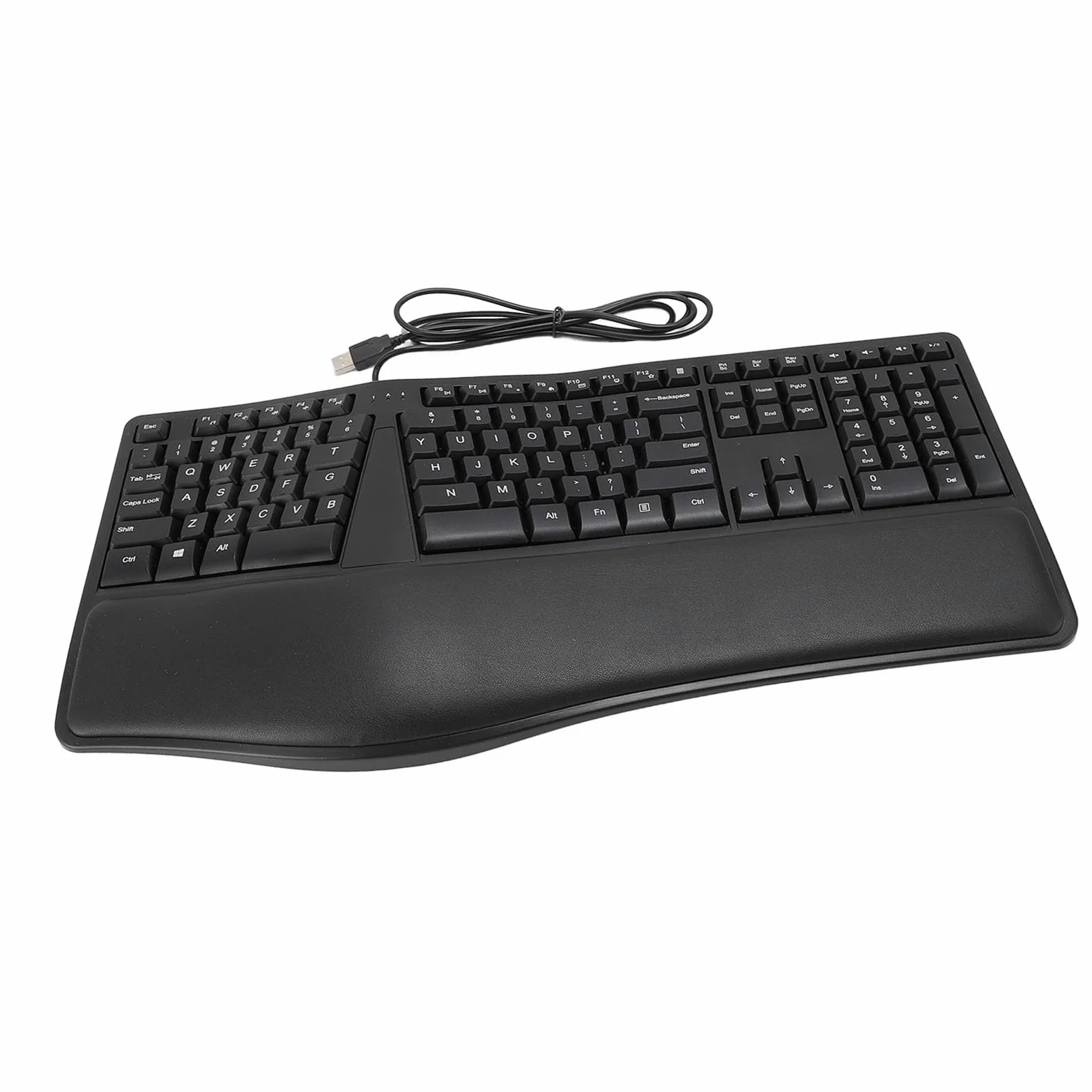 Tastiera Ergonomica Cablata Tastiera Divisa con Poggiapolsi 110 Tasti USB 2.0 Silenziosa Cablata per PC Portatile con Cavo da 1,5 M Indicatori LED
