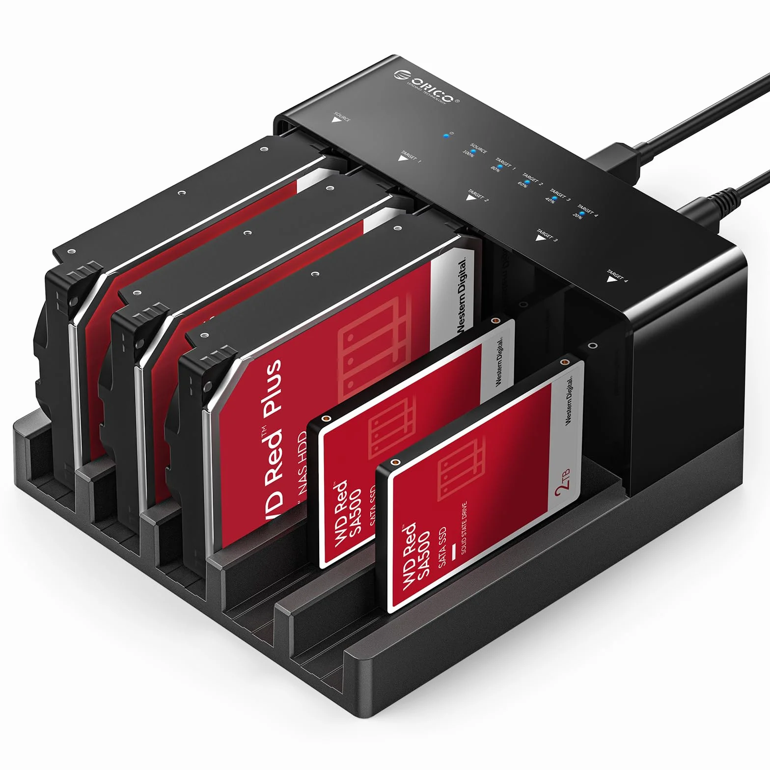 ORICO USB 3.0 Hard Disk Docking Station 5-slot HDD SATA 3,5 Pollici Clone Offline Esterna 90 TB 6558US3-C