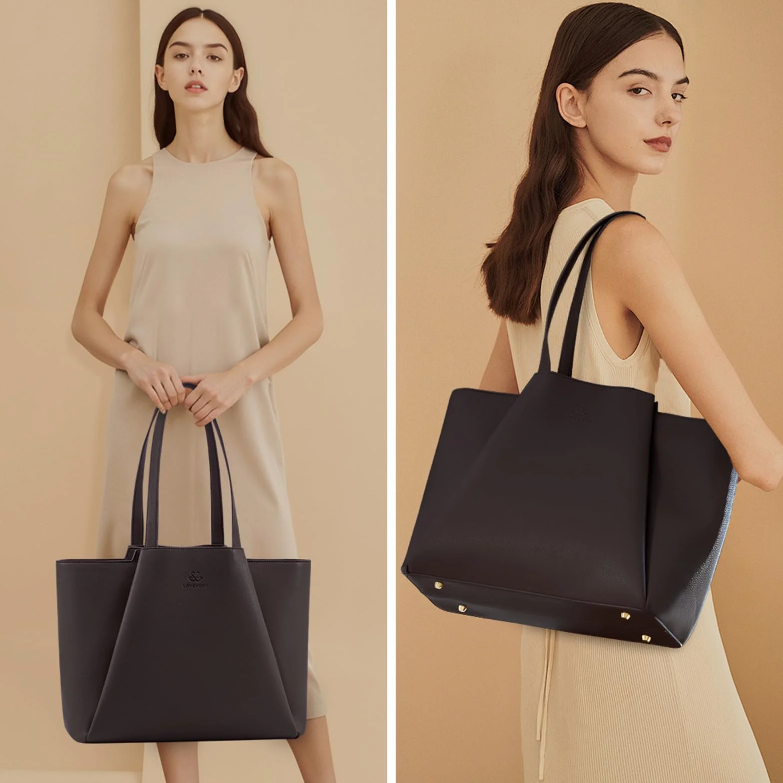 LOVEVOOK Borsa per computer portatile da donna, in finta pelle da 15,6 pollici, con pochette, grande capacità, borsa da ufficio