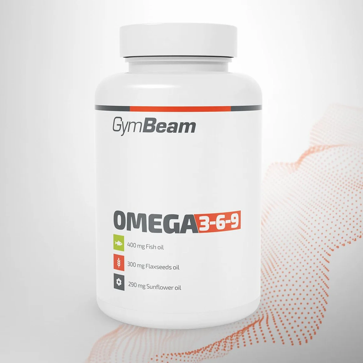 GymBeam Omega 3-6-9 800mg Olio di Pesce 600mg Olio di Semi di Lino 580mg Olio di Girasole EPA DHA Vitamina E 120 capsule