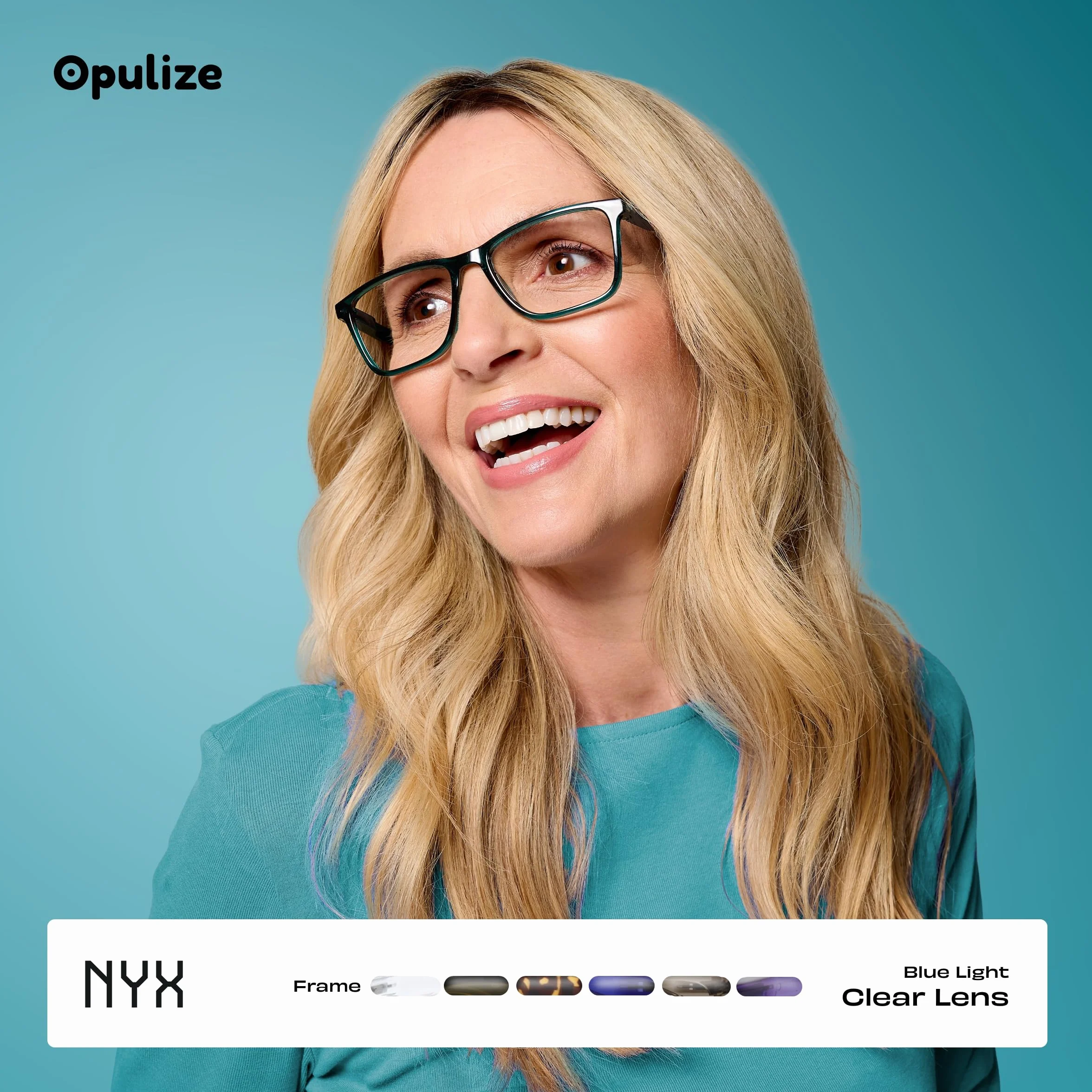 OPULIZE NYX Occhiali luce blu donna uomo Antibagliore Protezione UV Rettangolare Nero