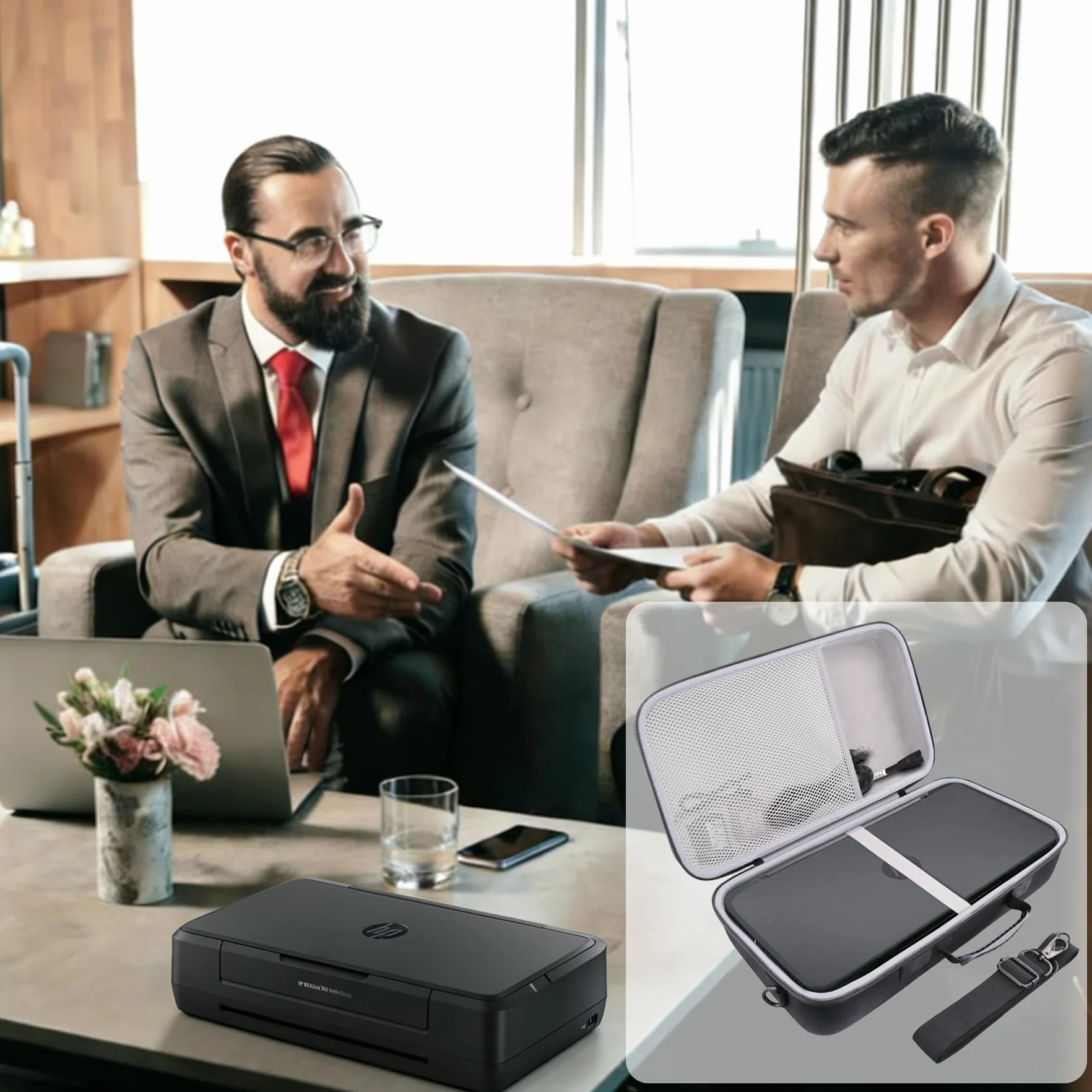 Khanka Custodia per HP OfficeJet 200 Mobile Stampante,Borsa Rigida da Viaggio con Maniglia e Tracolla, Solo Custodia