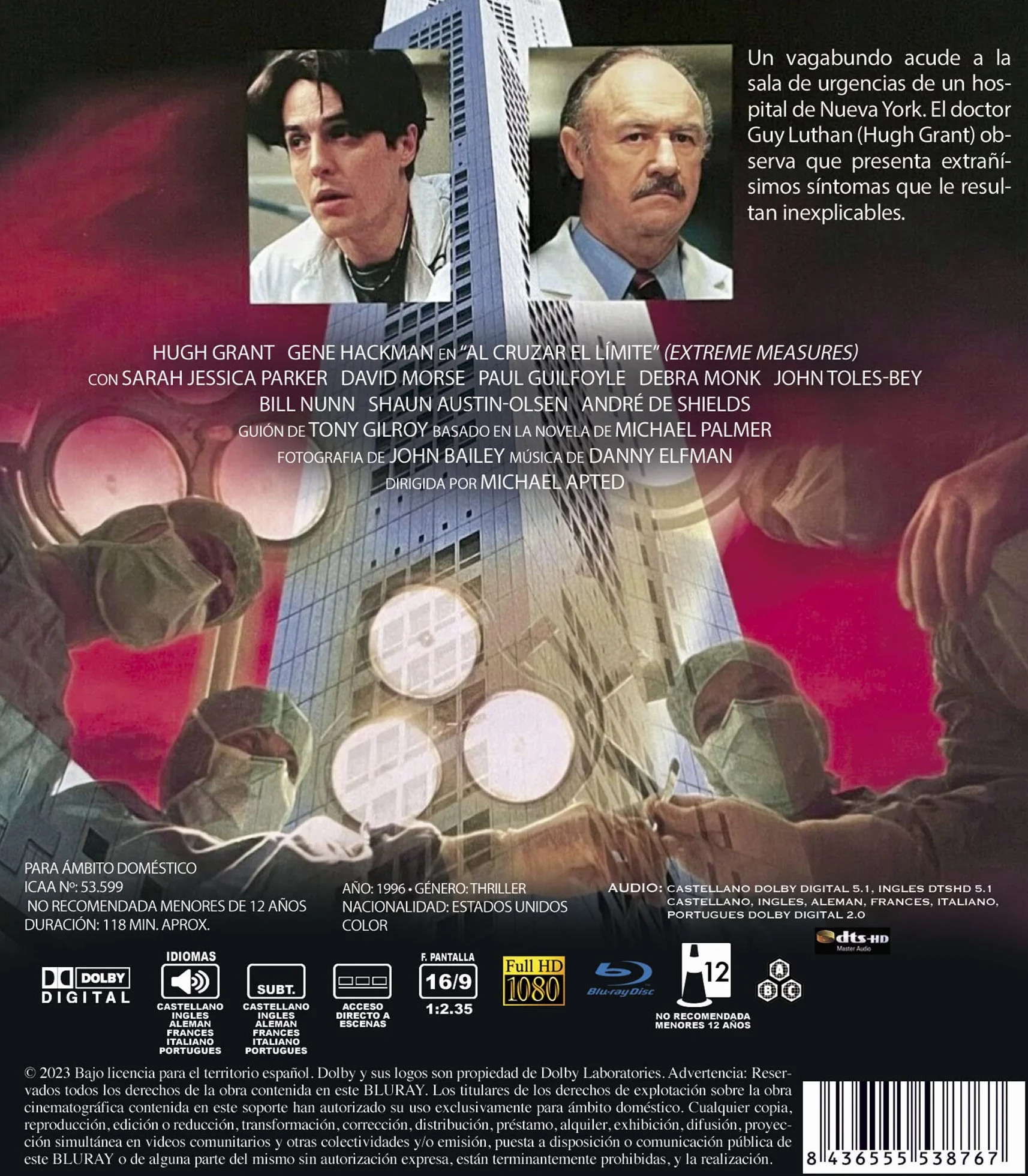 Soluzioni Estreme/Extreme Measures 1996 Blu-Ray Import Spagnolo con Audio Italiano/Al Cruzar el Limite