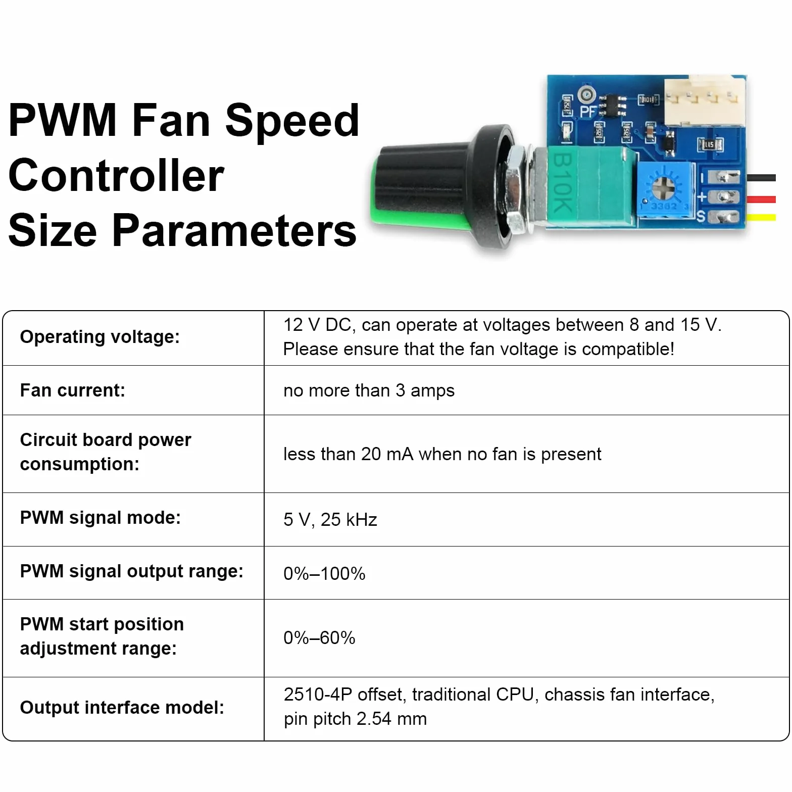 Regolatore di velocità della ventola PWM 4Pins 1 canali fan controller per PC