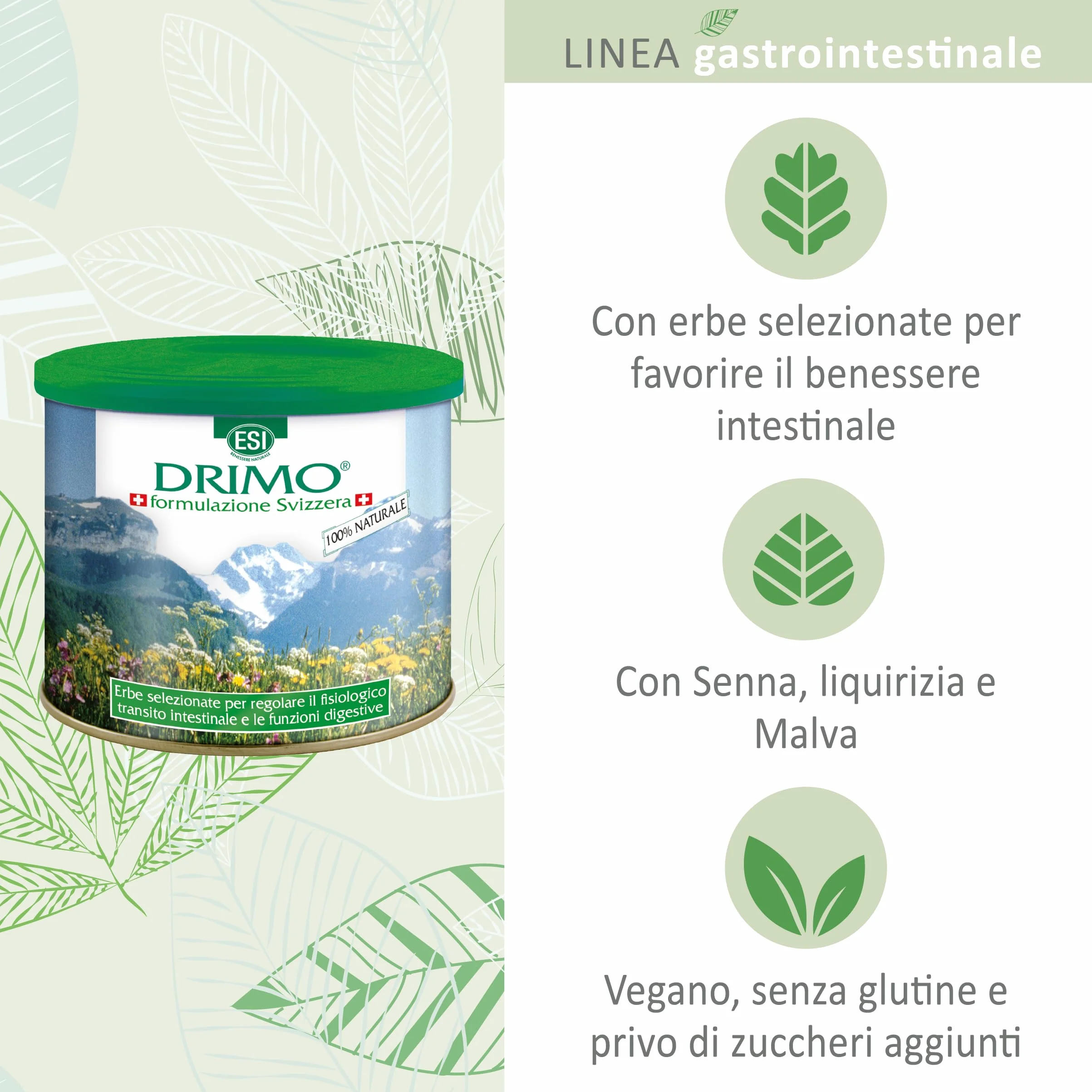 ESI Drimo Integratore Alimentare In Polvere Erbe Selezionate Regolarità Intestinale Senza Glutine Vegan 100 G