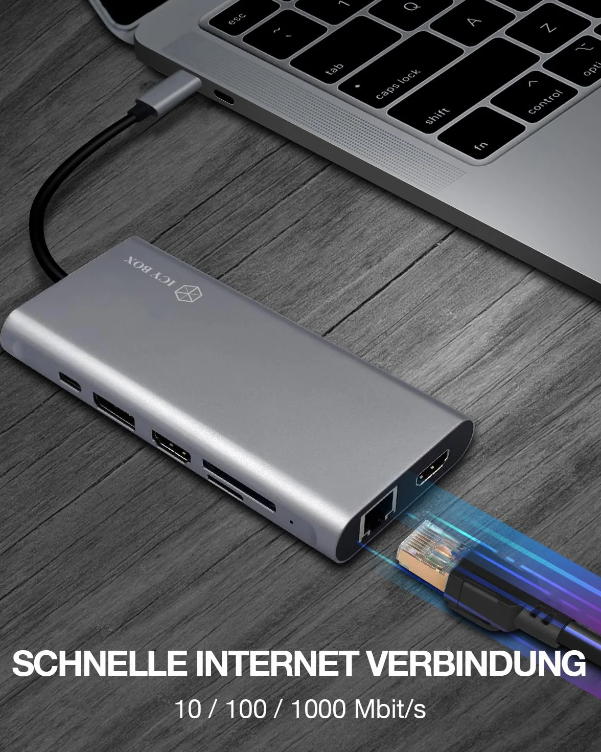 ICY BOX Docking Station USB-C (12-in-1) con 2x HDMI & 1x DP (4K 60Hz), 4x USB 3.0 HUB, Alimentazione 100W, Gigabit Ethernet, Dock Universale, IB-DK4050-CPD