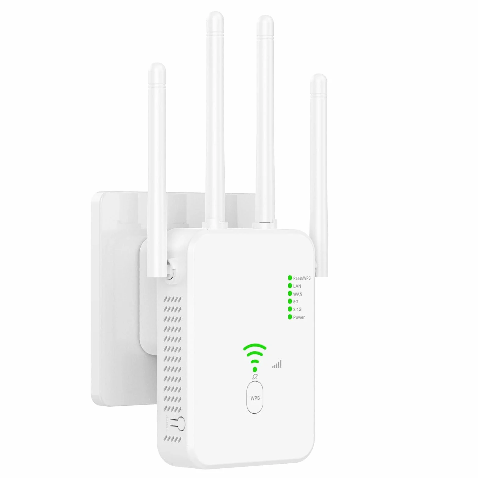 Amplificatore WLAN, ripetitore WLAN 1200 Mbit/s con tecnologia a 4 antenne, WiFi a doppia banda coprente 2,4 + 5 GHz, senza zone morte, ricezione stabile per tutta la casa