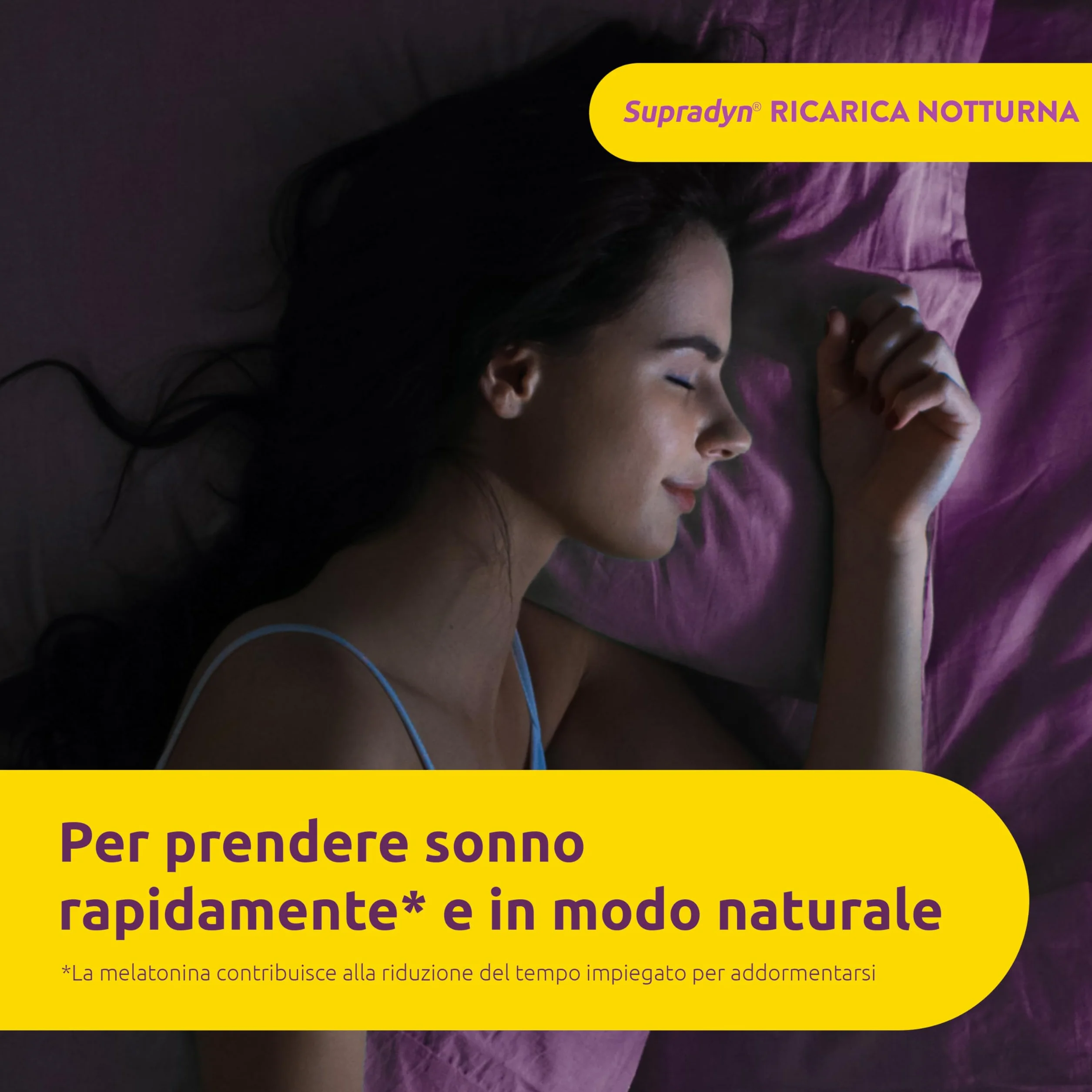 Supradyn Ricarica Notturna Melatonina 1mg Adulti 60 Caramelle Gommose Mirtillo con Vitamina B6 Passiflora e Melissa