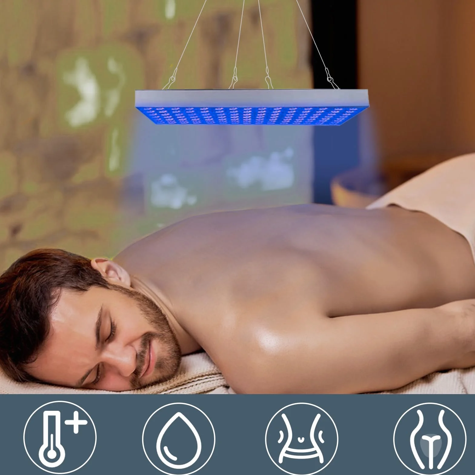 Luce abbronzante solare portatile Tanning Lamp per viso e corpo con supporto regolabile e ganci sospesi (Blu)