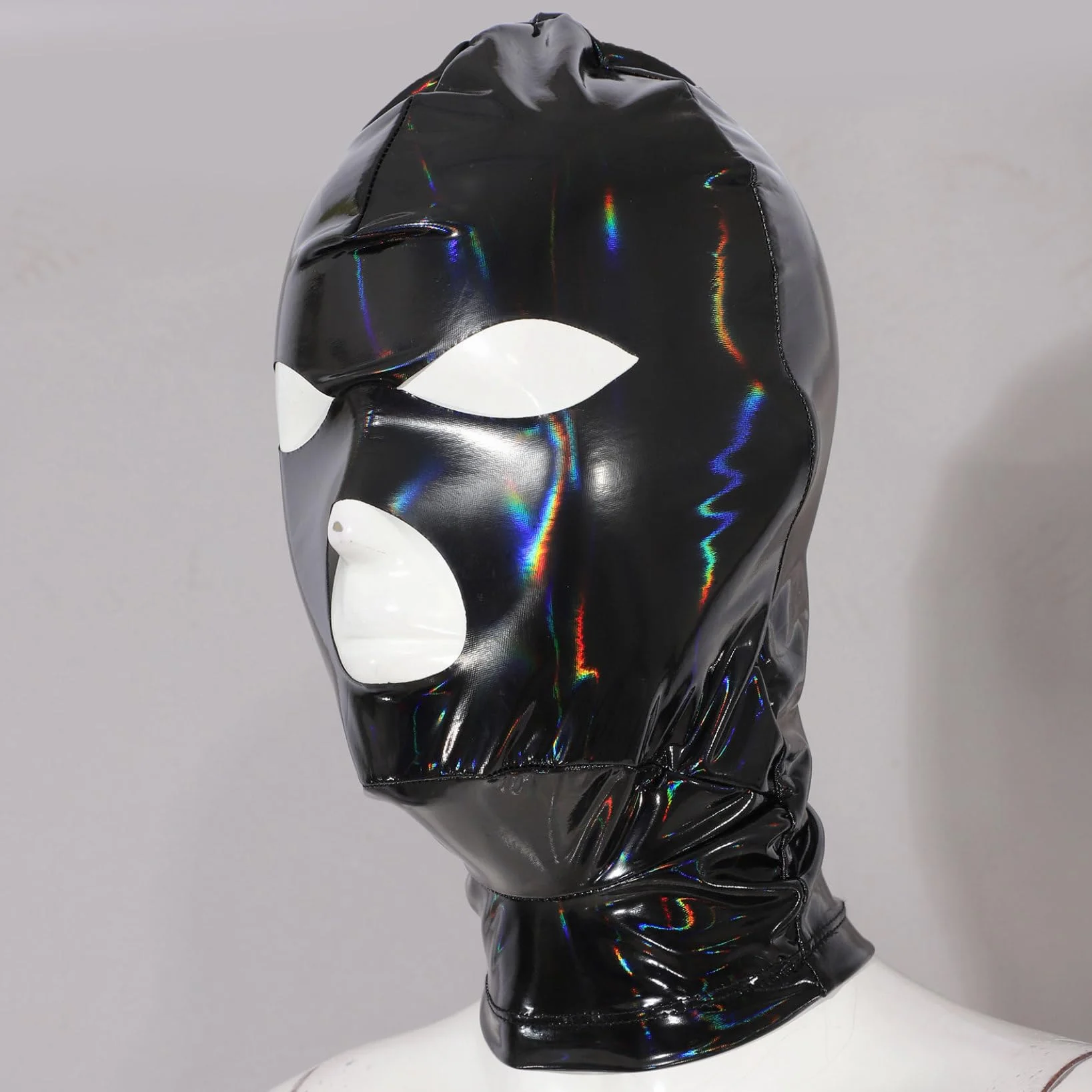 Latex Maschera Copricapo Cosplay Cappuccio Nero