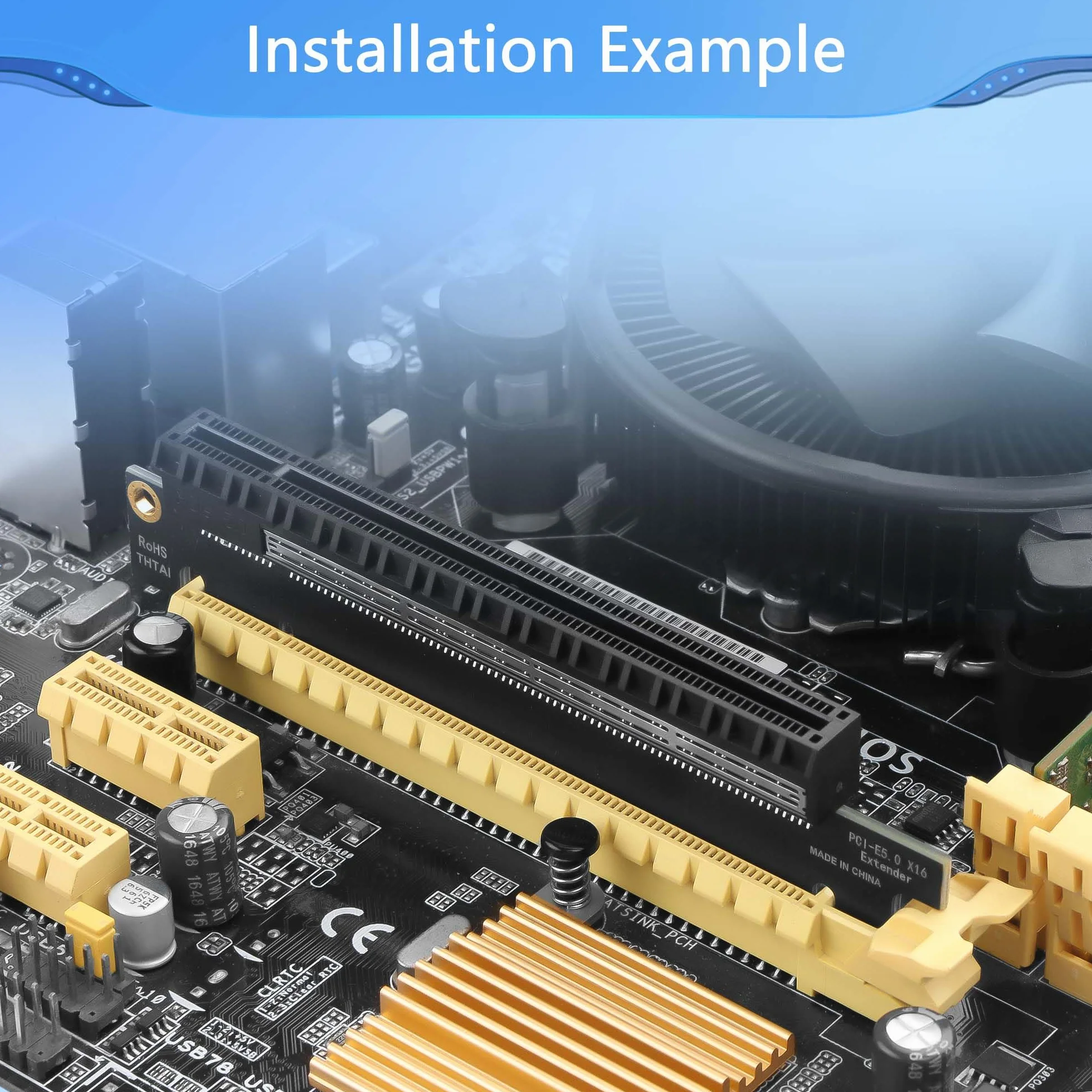 CERRXIAN Scheda riser PCIe 5.0 x16, scheda di prova di protezione slot di estensione PCI Express 5.0 16X, per computer 1U/2U/3U/4U, 180 gradi