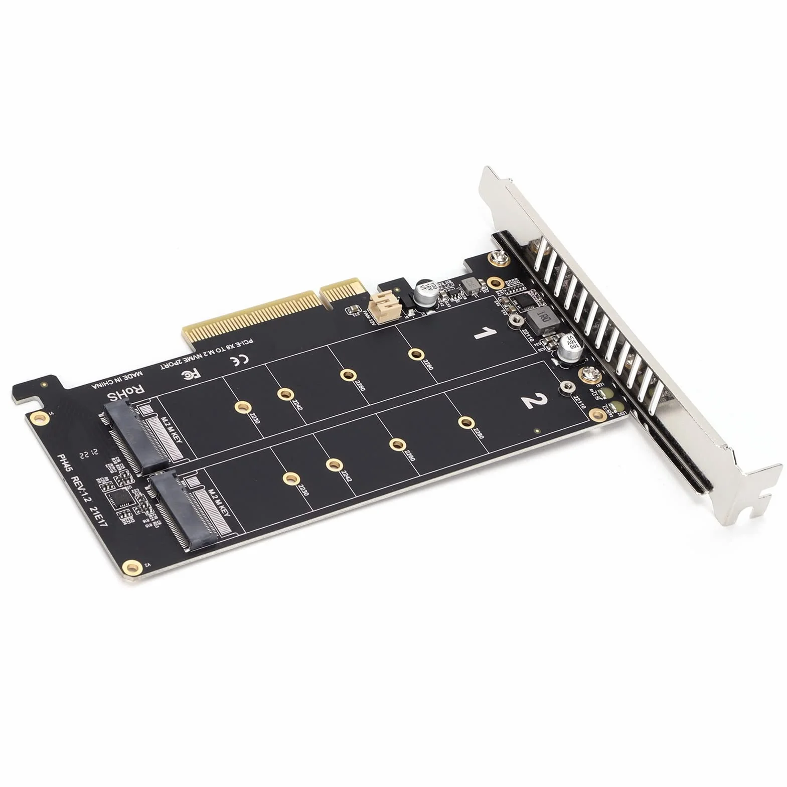 Topiky Scheda Adattatore Dual M 2 NVMe SSD a PCIE X8 M Key, Scheda di Espansione del Convertitore del Convertitore del Disco Rigido della Scheda Array di Divisione del Segnale, Scheda