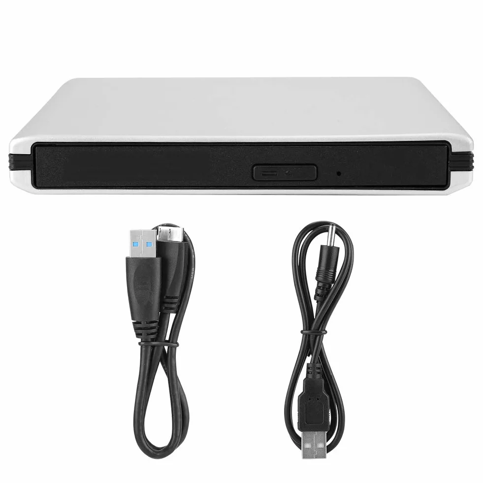 Goshyda Unità Ottica Esterna, USB3.0 Blu-Ray Laptop PC Disc Registratore Portatile Ad Alta Velocità DVD CD BD Writer con Poggiapiedi, per Laptop Desktop