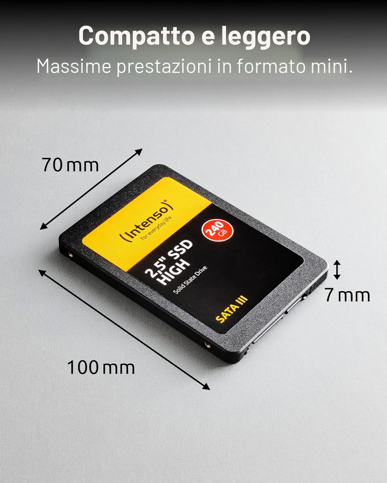 Intenso 2.5" SSD Interno SATA III High Performance, 480 GB, Nero