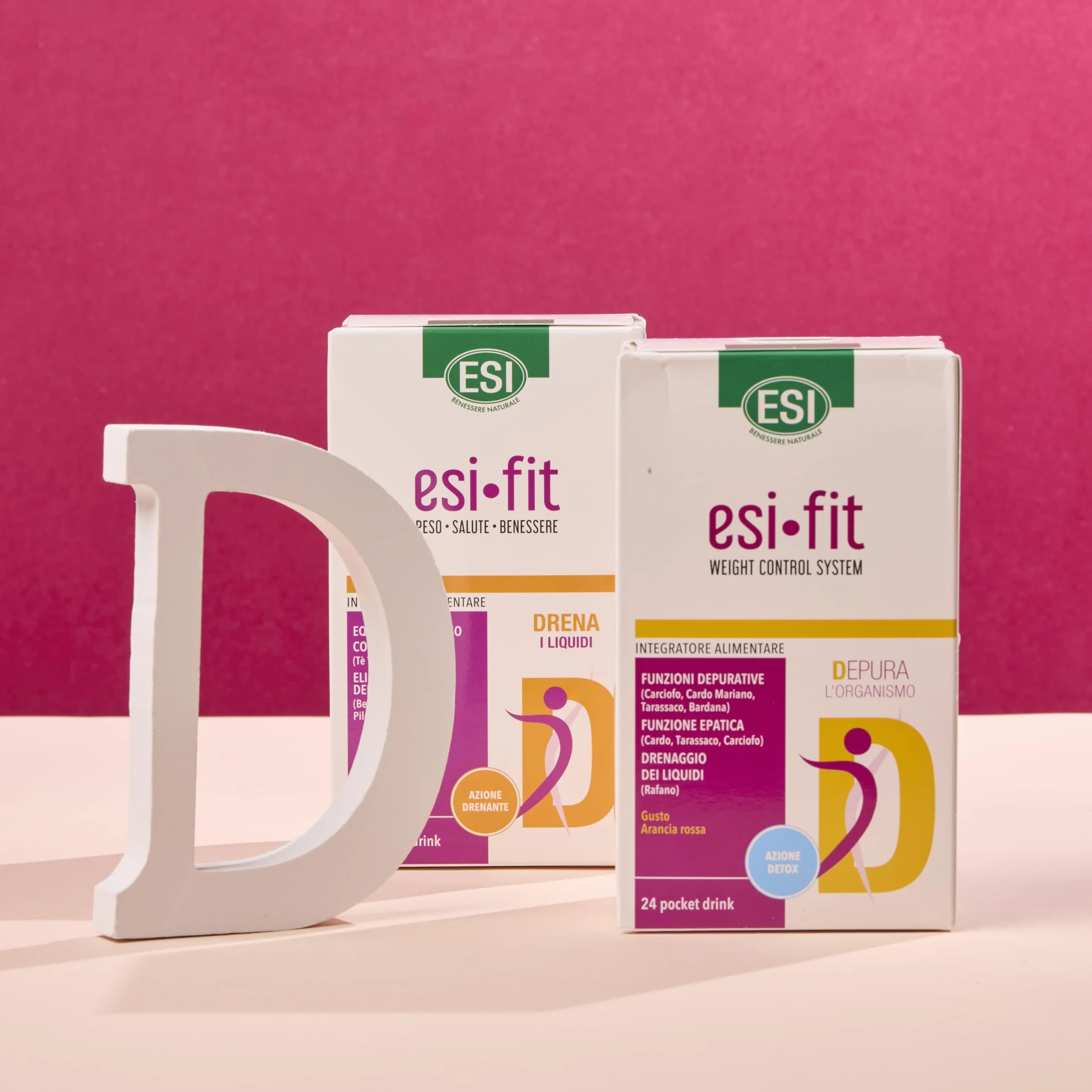 ESI Fit Drena Integratore Alimentare con Pilosella, Tè Verde, Potassio e Magnesio, 24 Pocket Drink