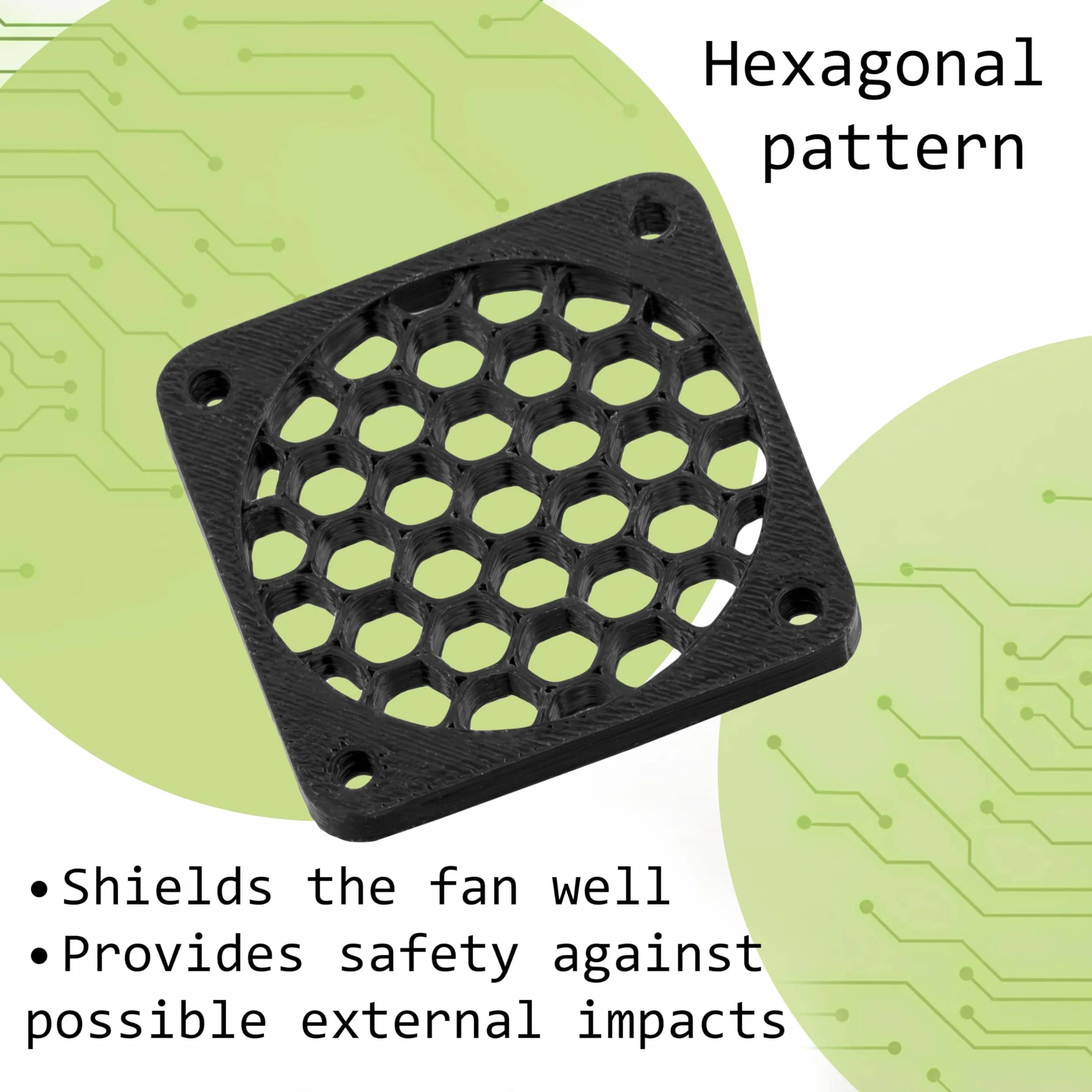 Aerzetix Set di 4 Griglie per Ventola 40x40 mm in plastica Colore Nero