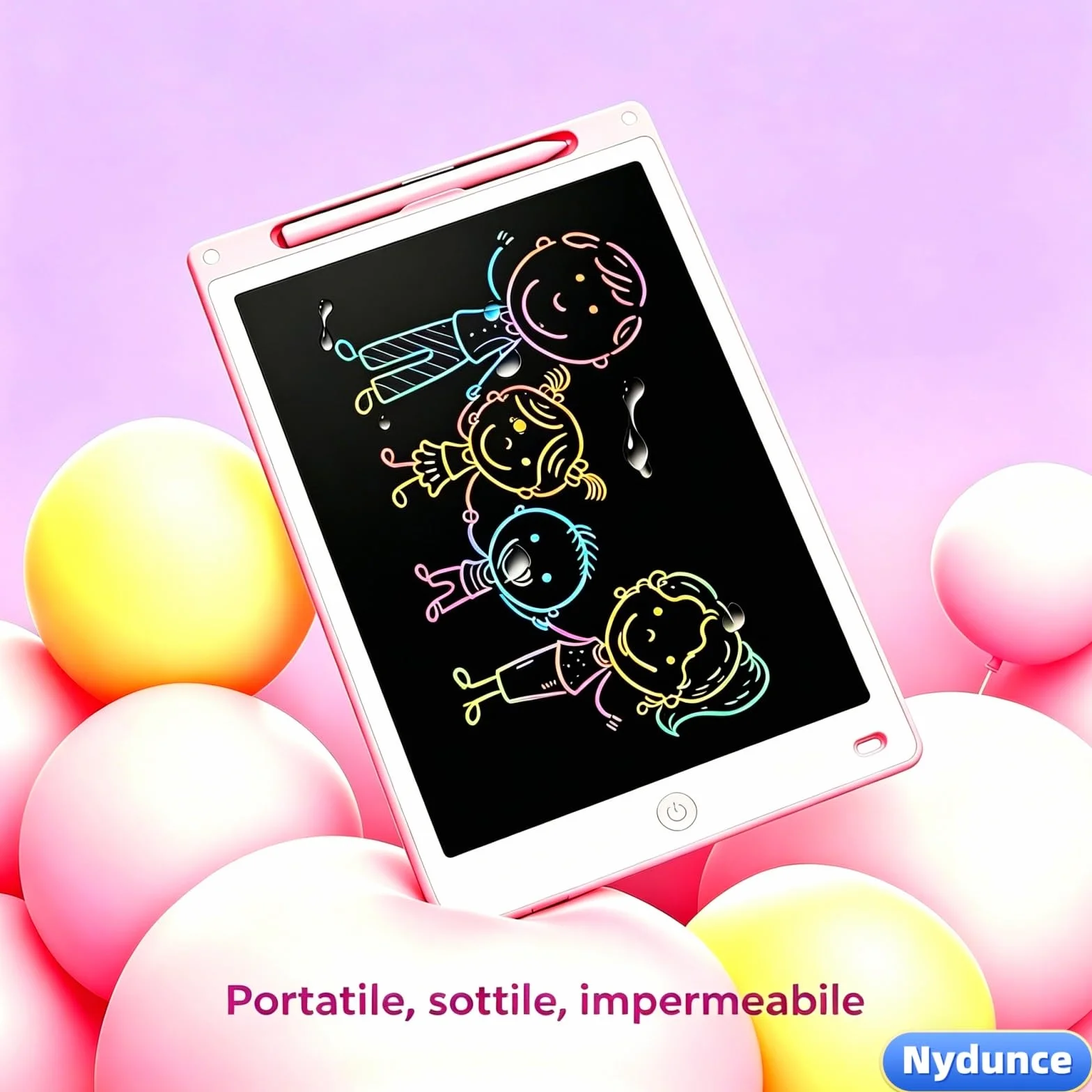Tavoletta Grafica LCD 8.5" Rosa z Penna – Lavagna Elettronica Portatile per Bambini Impermeabile Antiurto
