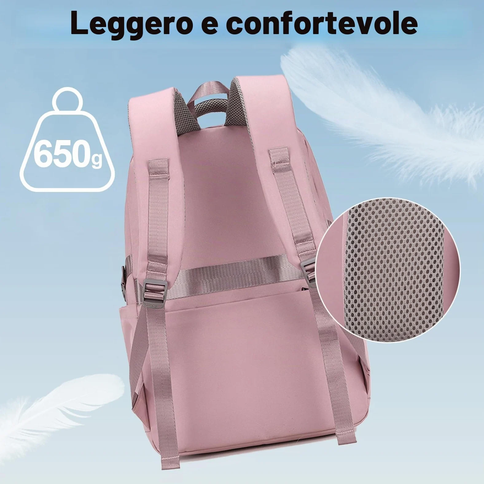 Zaino Porta PC 15.6 Multifunzione per Donna, Computer Portatile Comodo e Traspirante per Campeggio e Escursionismo
