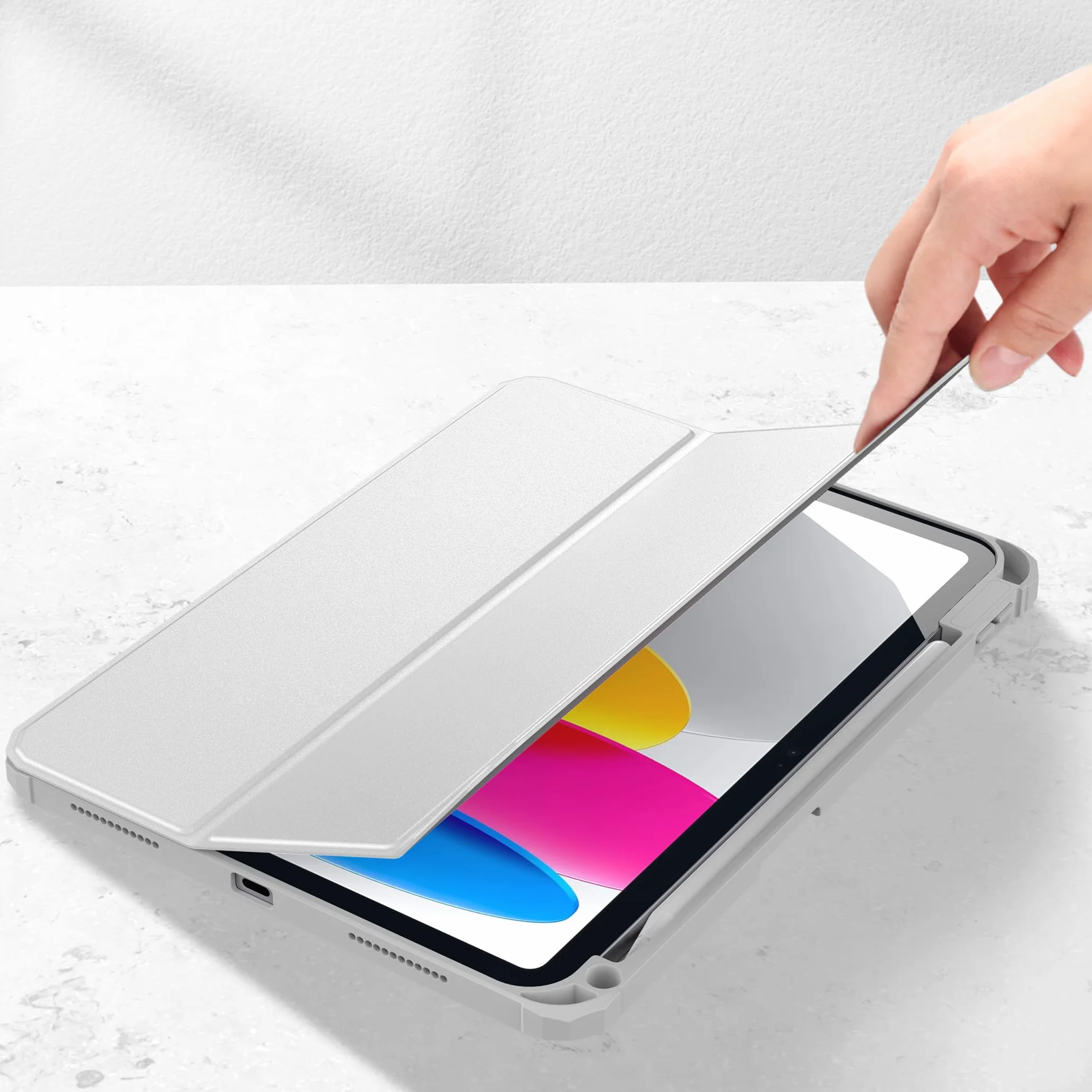 CACOE Custodia Trasparente con Portapenne per iPad 11a Gen (2025) 11" e iPad 10a Gen (2022) 10.9", Argento