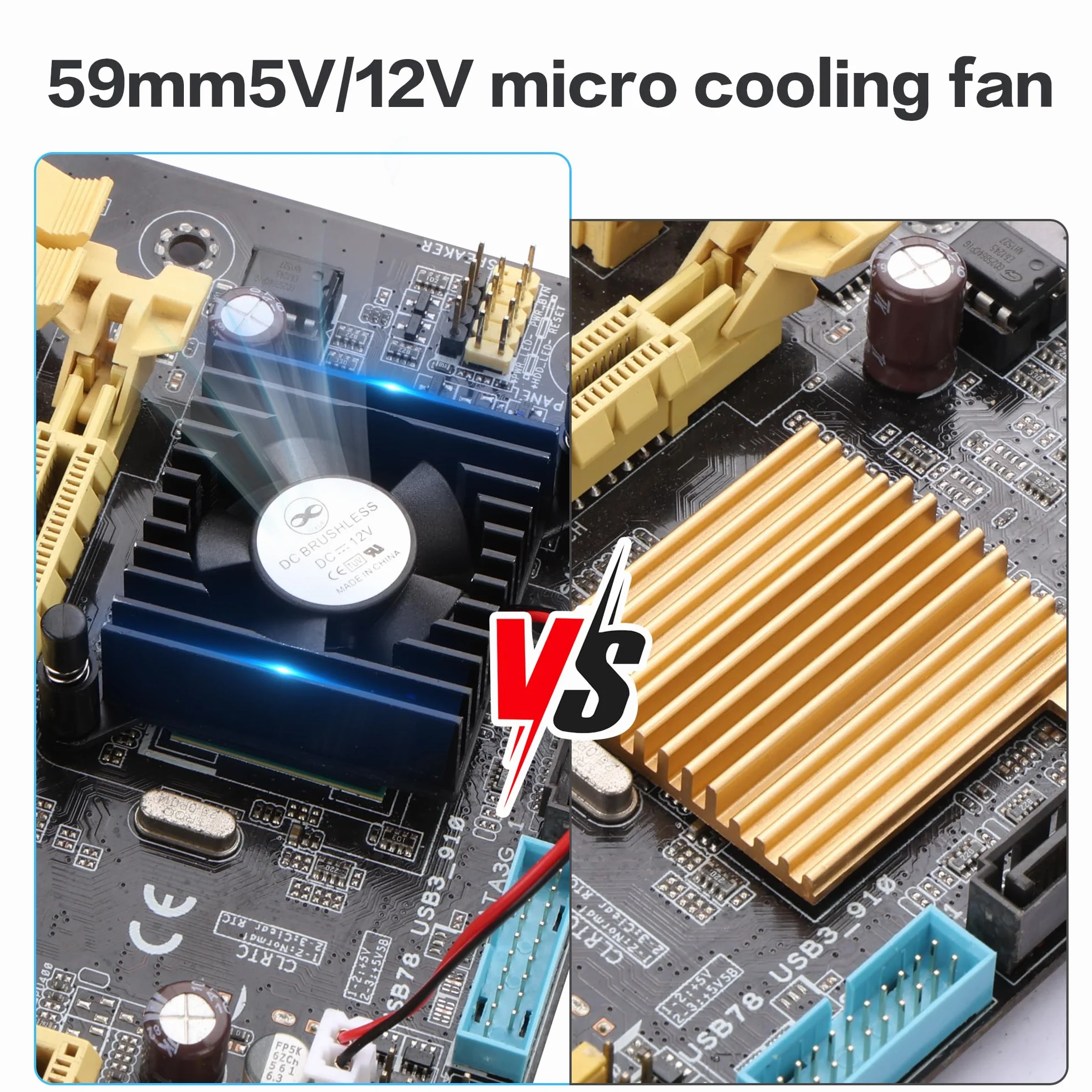 YAODHAOD Ventola GPU, dissipatore di schede grafiche in alluminio, distanza di 55 mm, ventola PCI per editing video, business, ufficio e computer di casa (nero, 12 V)
