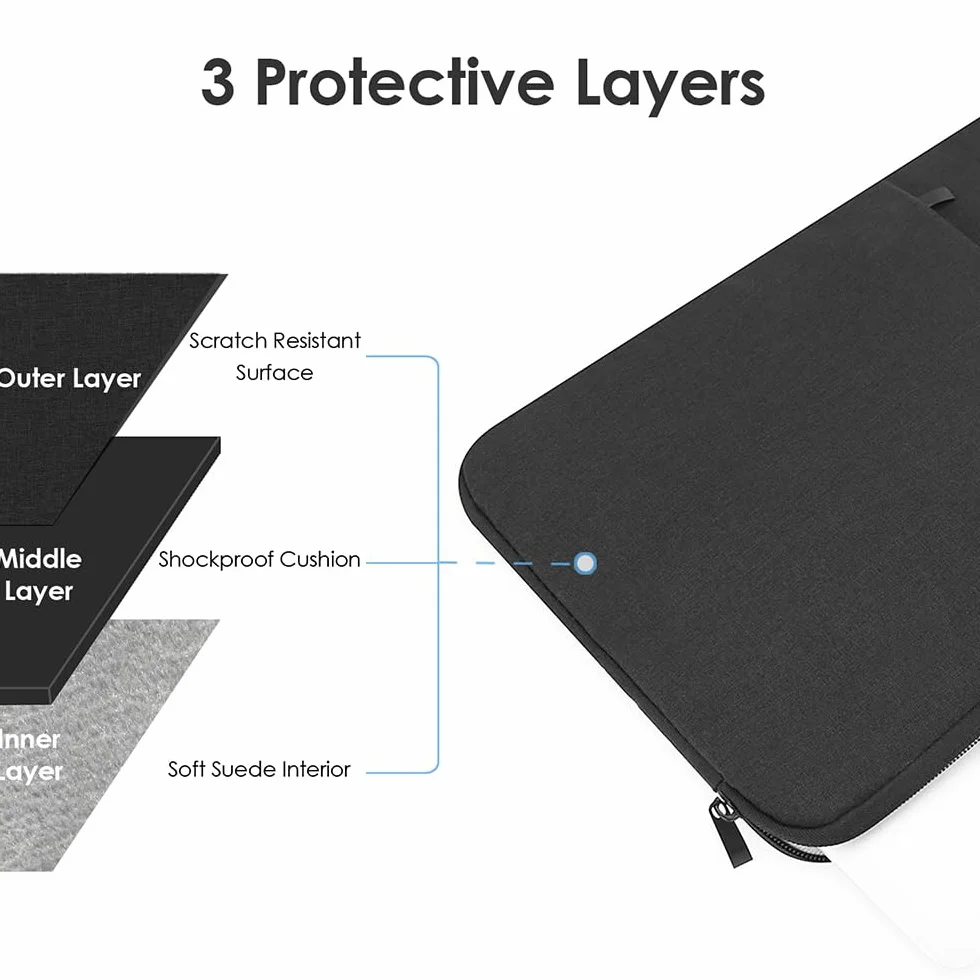 ProElife Custodia per Laptop da 15 Pollici per MacBook Air 15" (2026-2023) con Chip M5/M4/M3/M2 - A3448/A3241/A3114/ A2941 - Idrorepellente Borsa Protettiva in Poliestere da Viaggio (Nero)