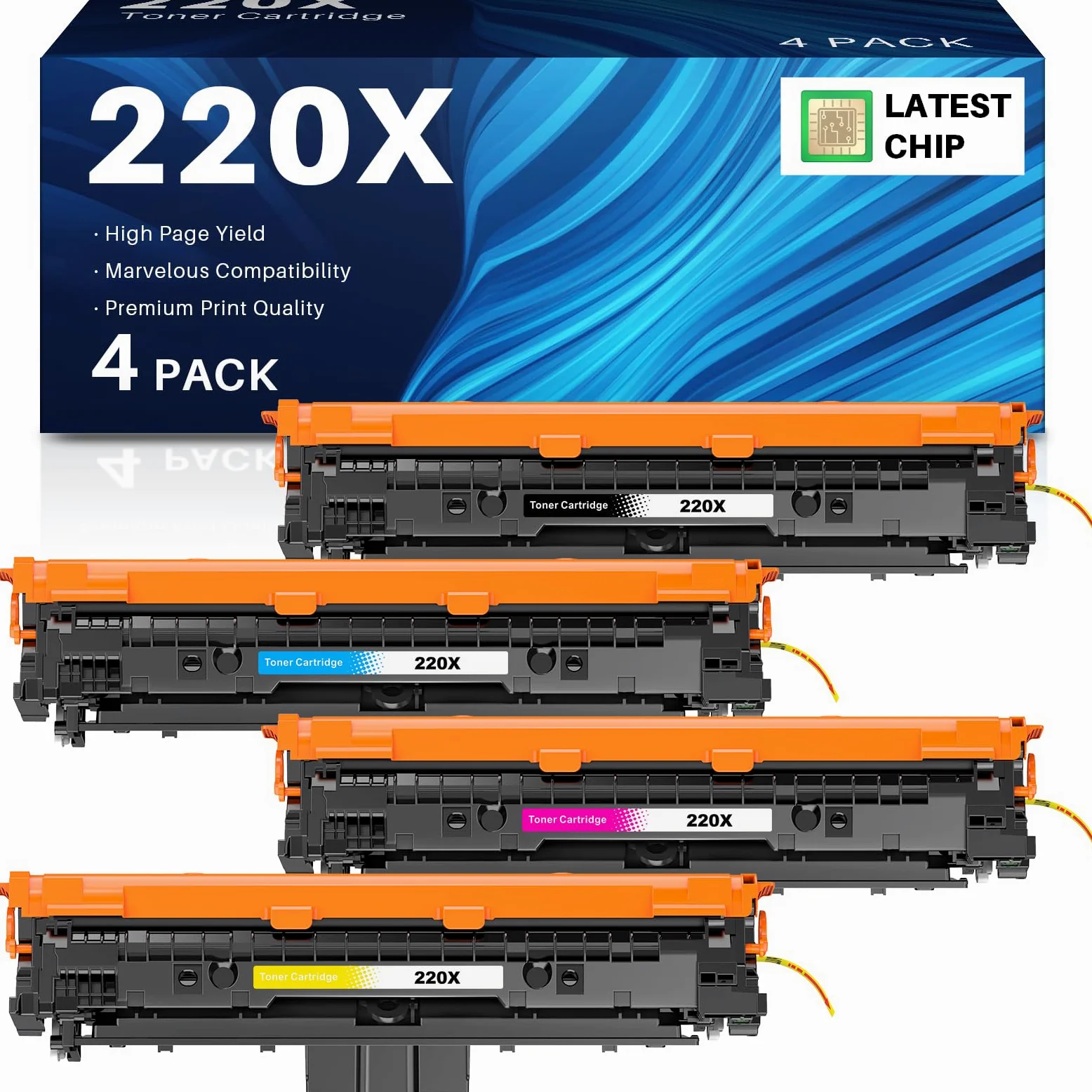INK4U 220A Cartuccia Toner (Chip Recente) Compatibili per HP 220A 220X | Toner con Color Laserjet Pro 4202dn 4302fdn MFP 4302dw 4302fdw 4202dw 4202dn 4302fdn (W2200A W2201A W2202A W2203A)