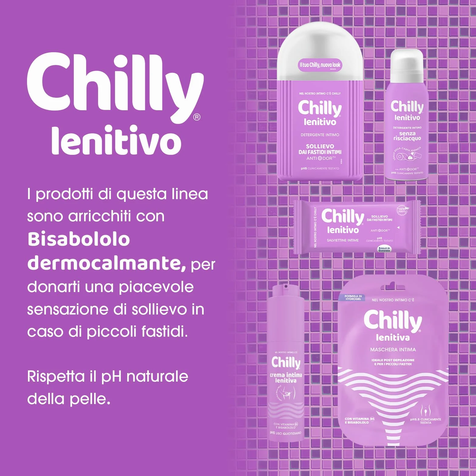 Chilly Maschera Lenitiva Hydrogel per Parti Intime Femminili con Vitamina B5 e Bisabololo pH5.5