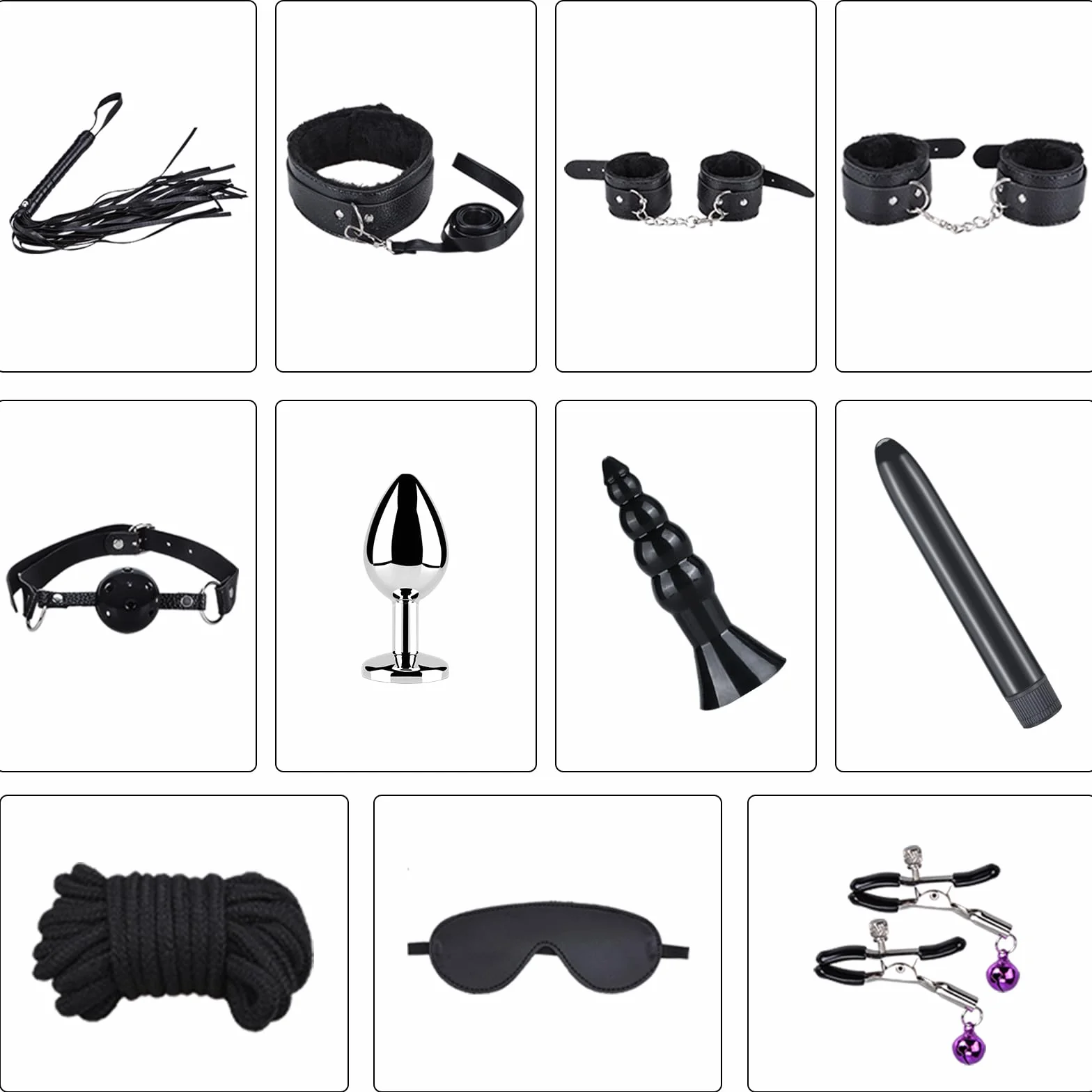 Qoosea 12 Pezzi Bondage Set BDSM Giocattoli Sessuali per Coppie Principianti Esperti