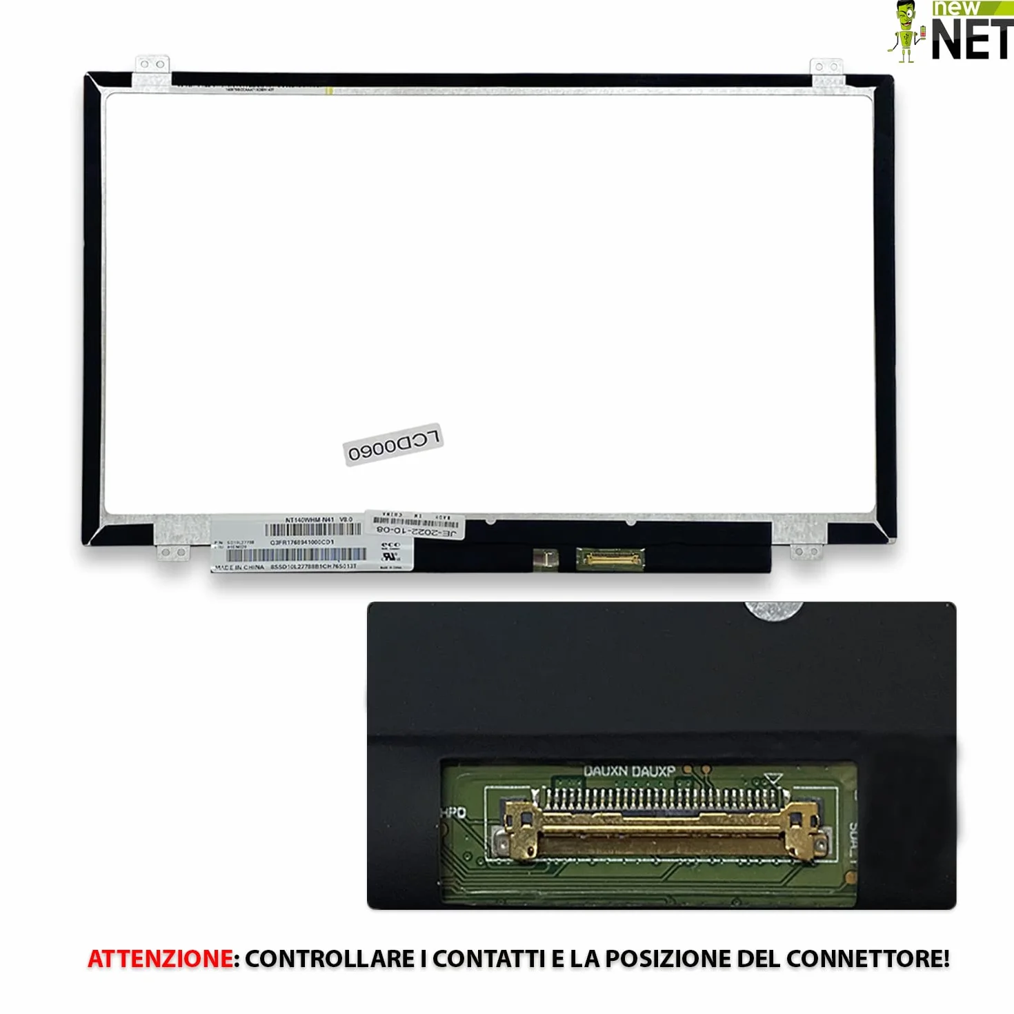 new net - Pannello LCD Schermo Display Compatibile con Lenovo ThinkPad T450s 20BX T460 20FM T460 20FN T460s T460 T470 20HD T470 20JM T480 20L6 [14.0 Pollici - WXGA - 1366x768-30pin]