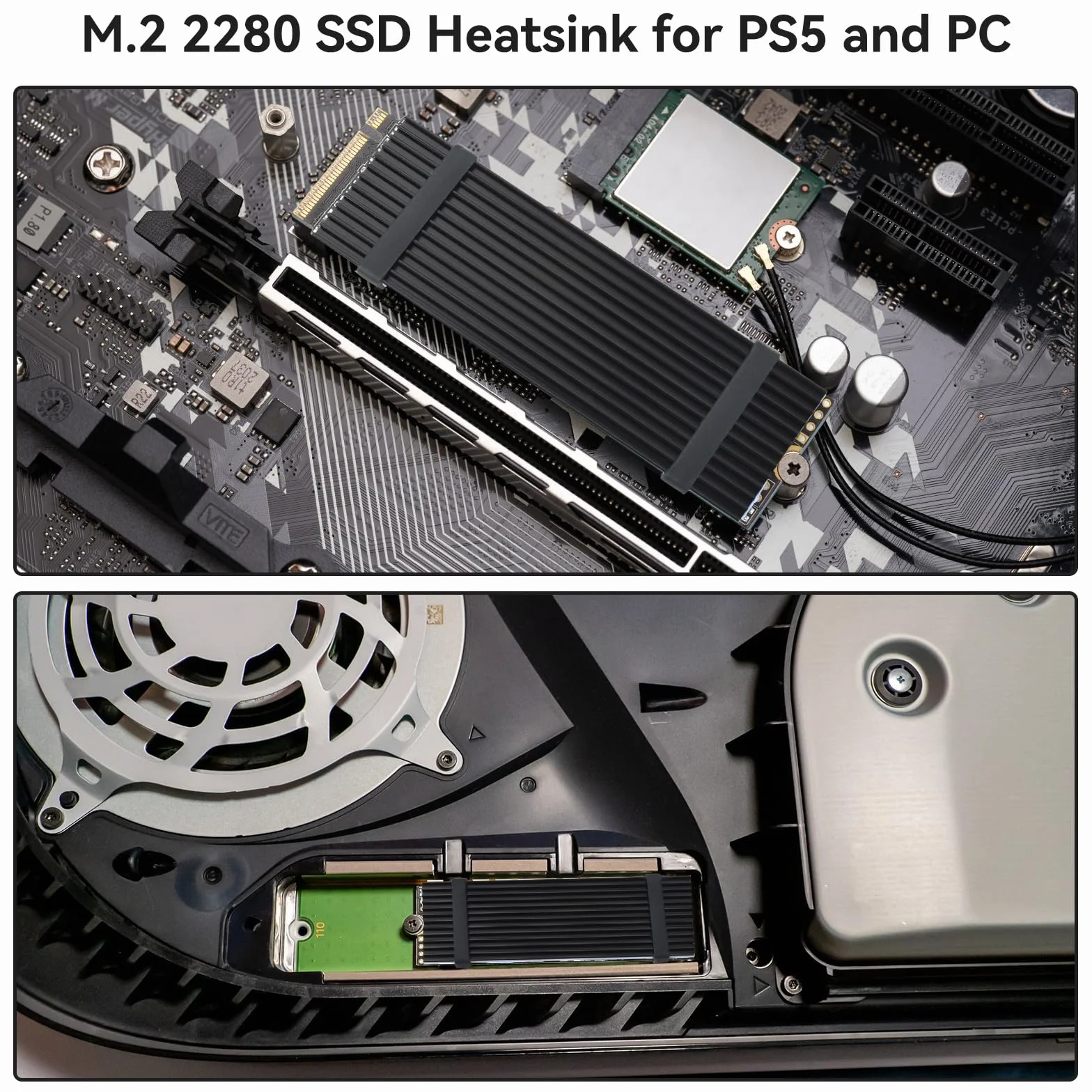 ELUTENG Dissipatore di Calore SSD M.2, 5 Pezzi M2 2280 NVMe SSD Hard Disk Alluminio Dissipatore di Calore con Cuscinetto Termico in Silicone e 10 Fascette in Gomma per PC PS5 M.2 PCIE NGFF Heat Sink