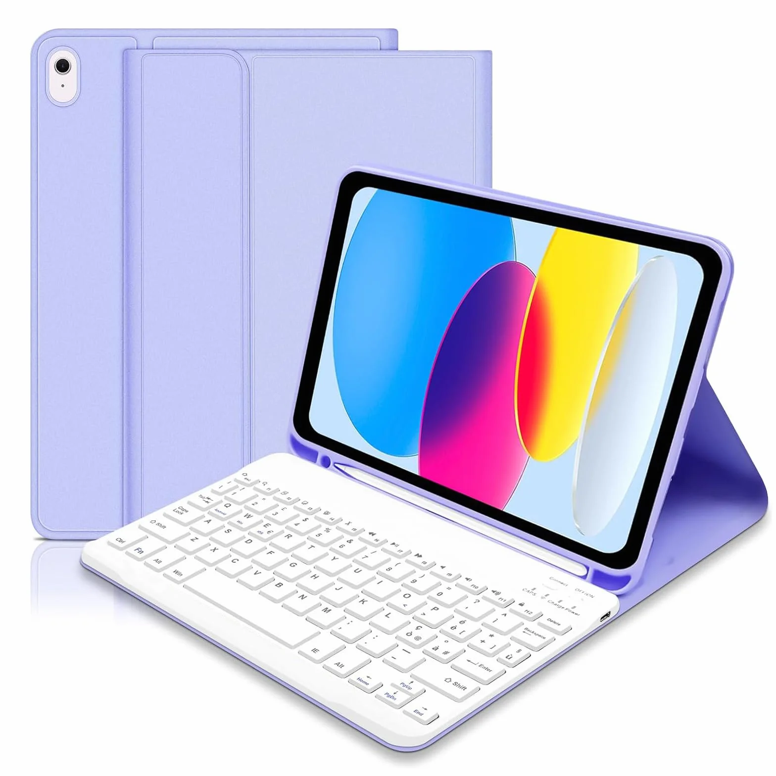 Tastiera Custodia per iPad 10 Generazione 10.9" 2022/11 Generazione (A16) 11" 2025, Italiano QWERTY Rimovibile Bluetooth Tastiera, Slim Custodia con Supporto Pencil per iPad 11a Gen, Porpora