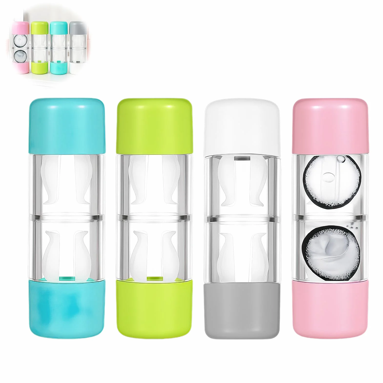 Contenitori per Lenti a Contatto da Viaggio 4PCS, Porta Lenti RGP Ermetico Rosa Bianco Blu Verde