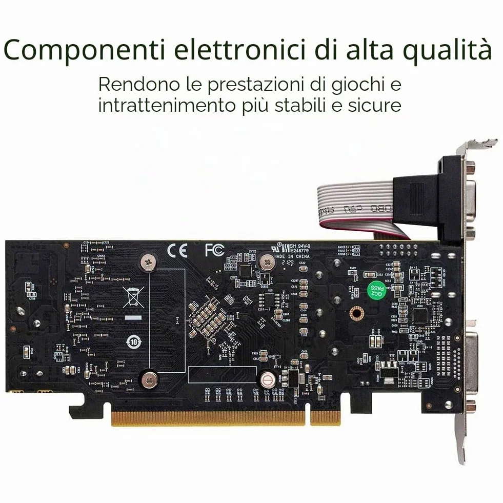 QTHREE Radeon RX 550 Low Profile Scheda Video, 4GB GDDR5 128-bit, DVI-D, HDMI, VGA, PCI Express x8, Gaming Scheda Grafica, DirectX 12, Computer GPU
