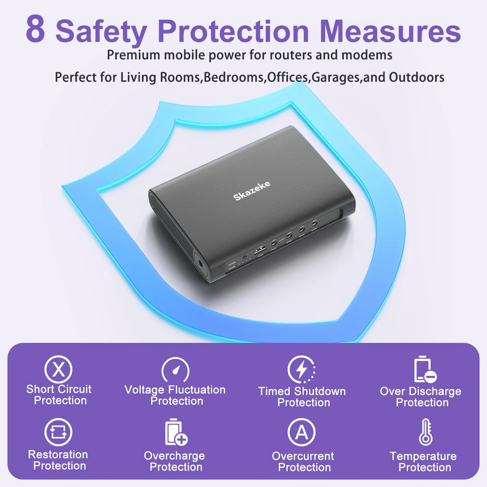 Mini UPS, Skazeke Gruppo di continuità da 27000mAh con uscita DC USB 5V/2A DC 5V/9V/12V/2A, batteria di backup dell'alimentazione per router, modem, videocamera di sicurezza