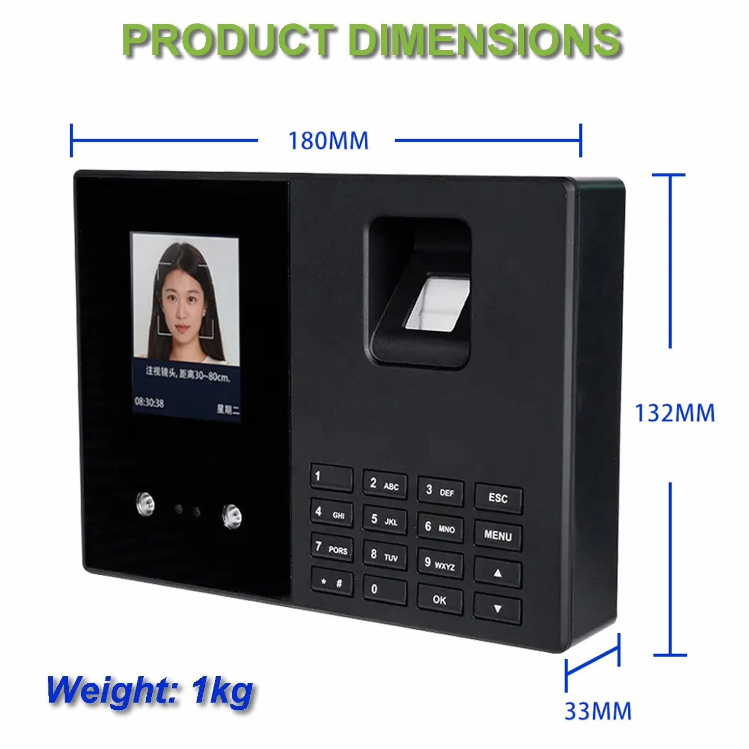 Rilevazione Presenze Intelligente per Piccole Imprese, Orologio Dipendenti Viso+Impronta Palmare+Impronte Digitali+Password, Display 2,8", 0 Canone Mensile