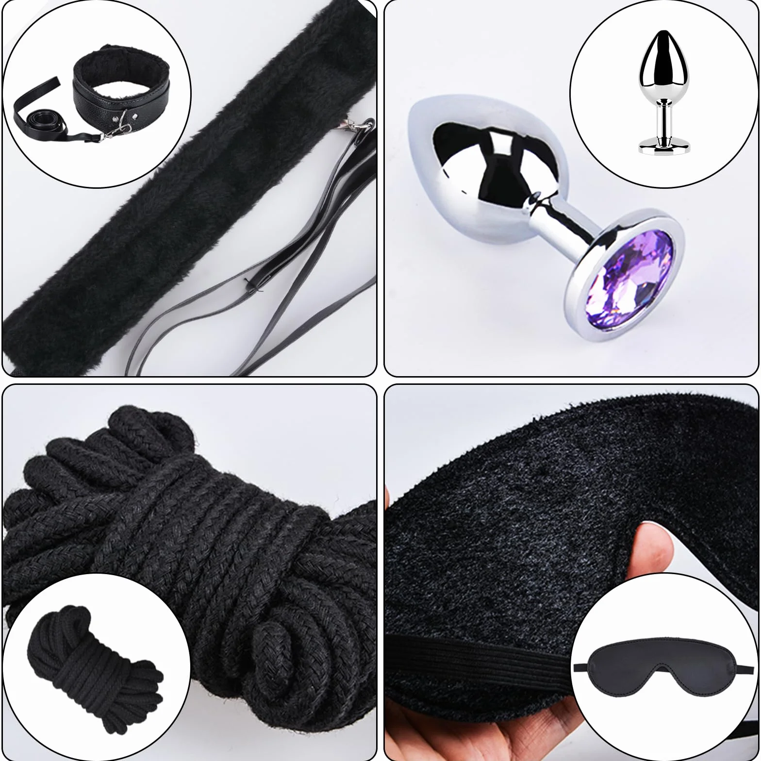 Qoosea SM Bondage Kit 26 Pezzi Sex Toys in Pelle con Manette Caviglia Maschera per Coppie