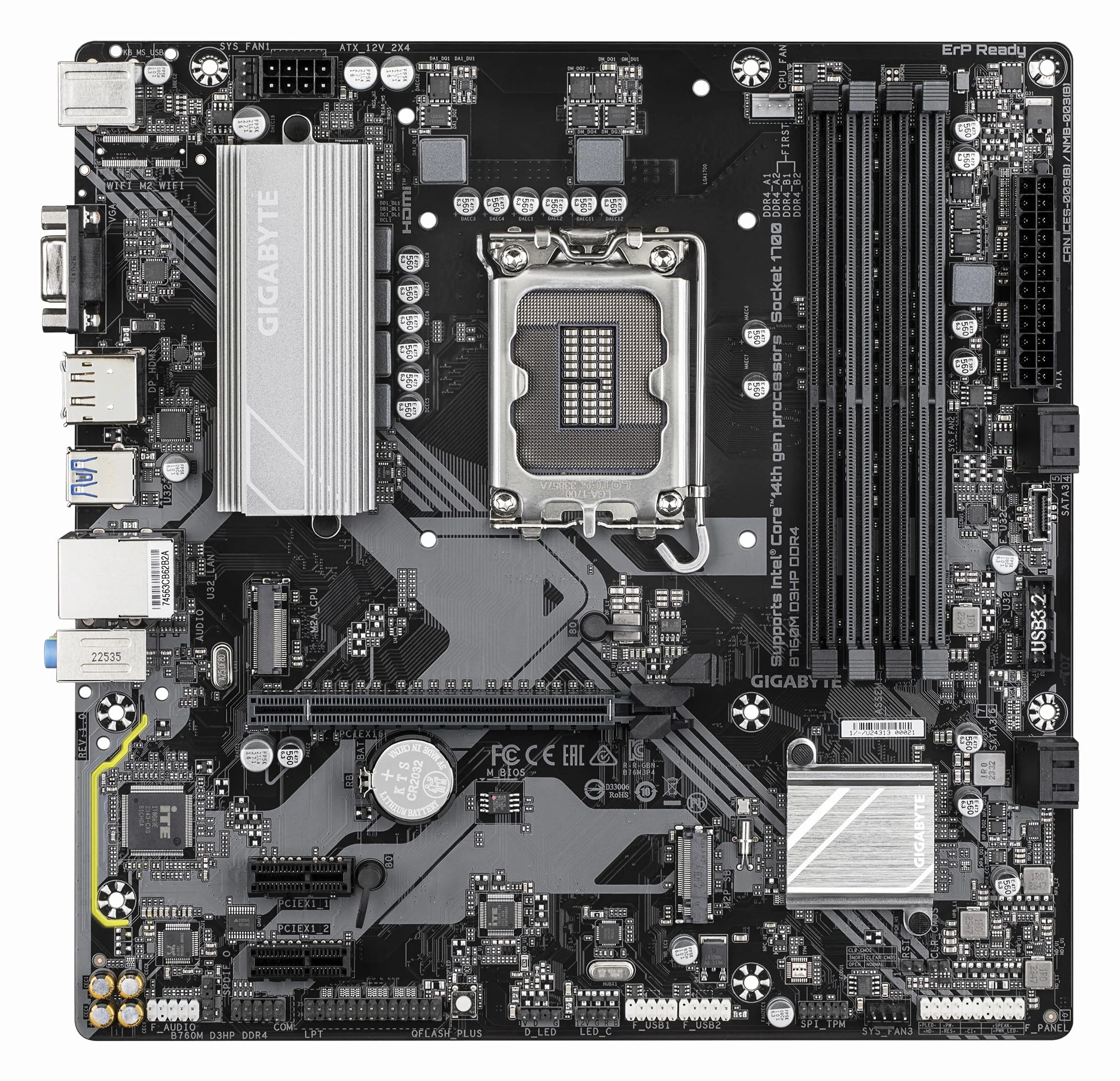 GIGABYTE B760M D3HP DDR4 Scheda Madre - Supporta CPU Intel Core di 14a Generazione, VRM Digitale a 4+1+1 Fasi, fino a 5333MHz DDR4 (OC), 2xPCIe 4.0 M.2, GbE LAN, USB 3.2 Gen1