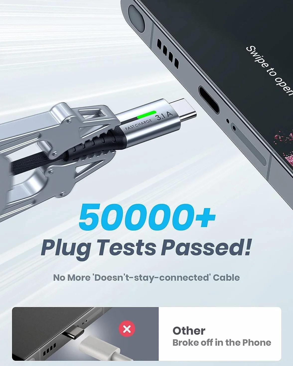 INIU Cavo USB Type-C 2m 3,1A QC 3.0 Nylon Intrecciato per iPhone 17 16 Pro Max Samsung S25 24 Ultra Xiaomi iPad