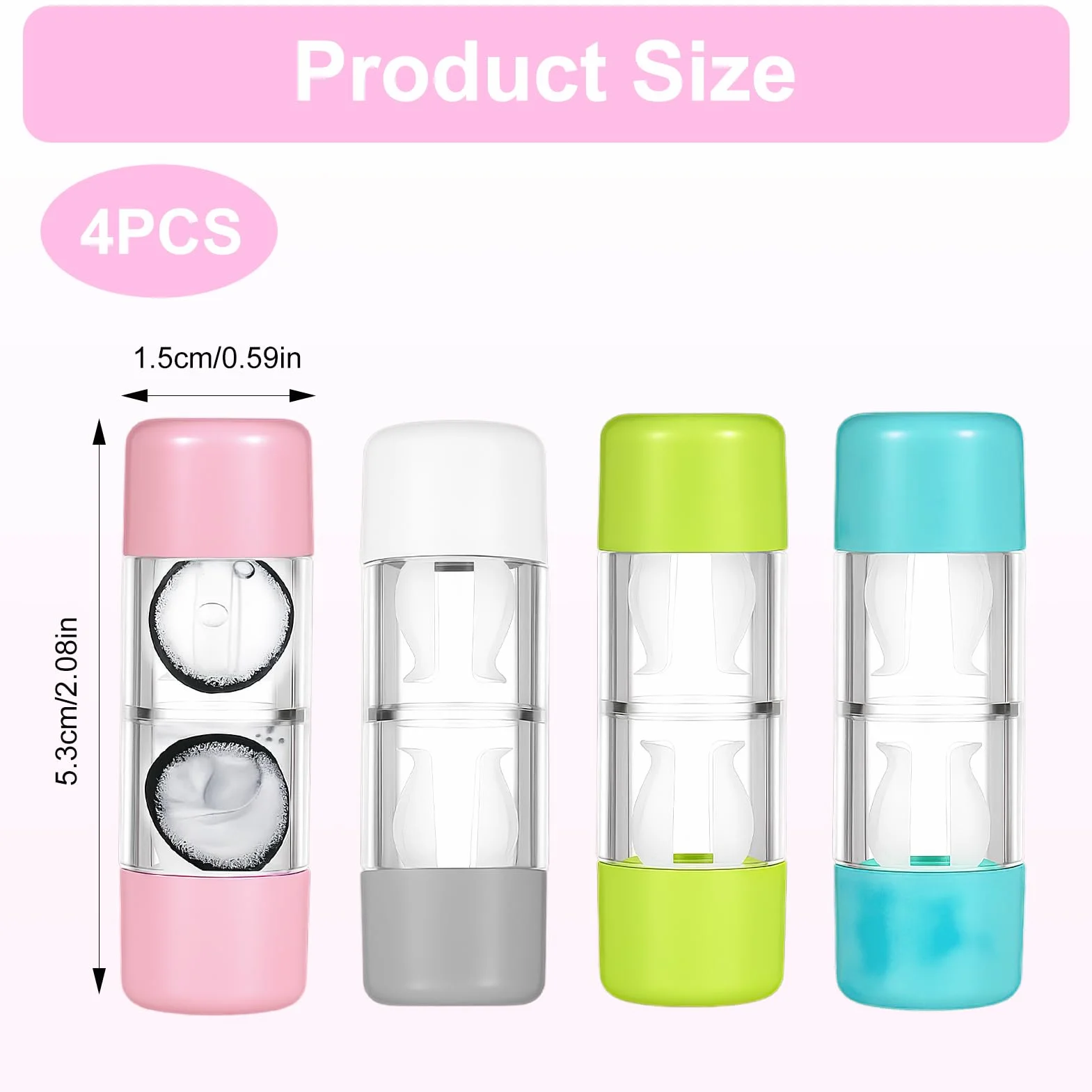 Contenitori per Lenti a Contatto da Viaggio 4PCS, Porta Lenti RGP Ermetico Rosa Bianco Blu Verde