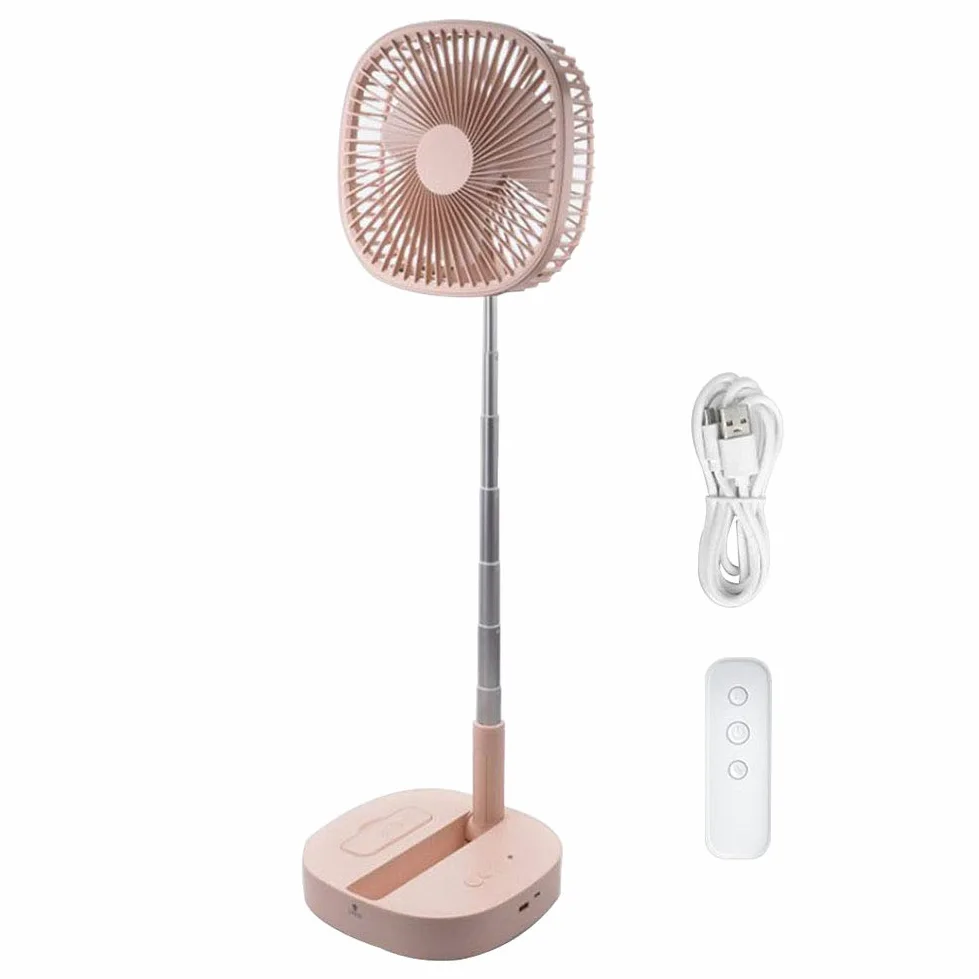 Ventilatore portatile ricaricabile, Ventilatore silenzioso con telecomando, Ventilatore da scrivania USB, Ventilatore elettrico pieghevole per ufficio, casa, campeggio,Rosa