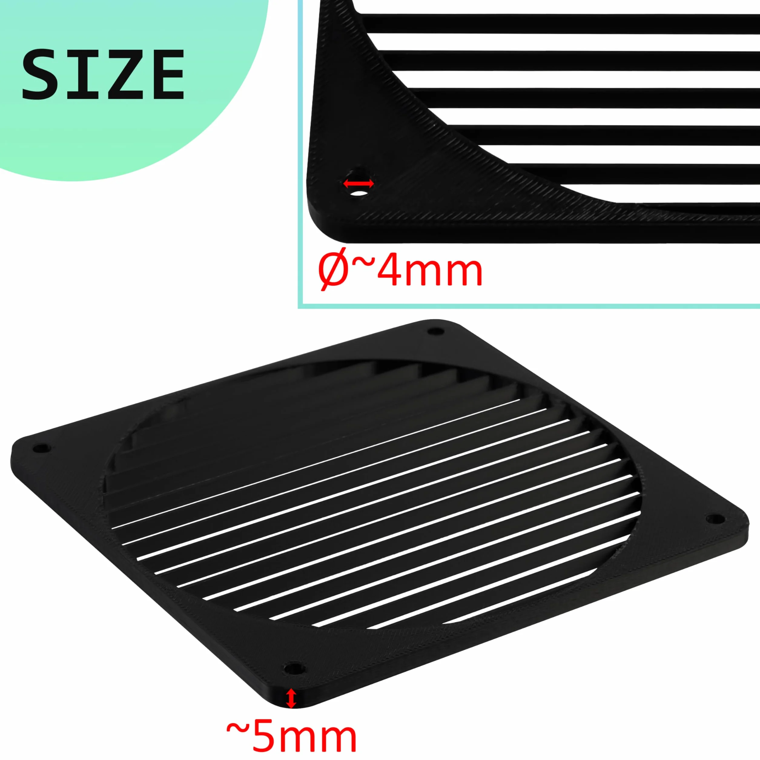 Aerzetix Set di 2 Griglie per Ventola 120x120 mm in plastica per Computer PC stampanti dispositivi audiovisivi proiettori multimediali/Colore Nero