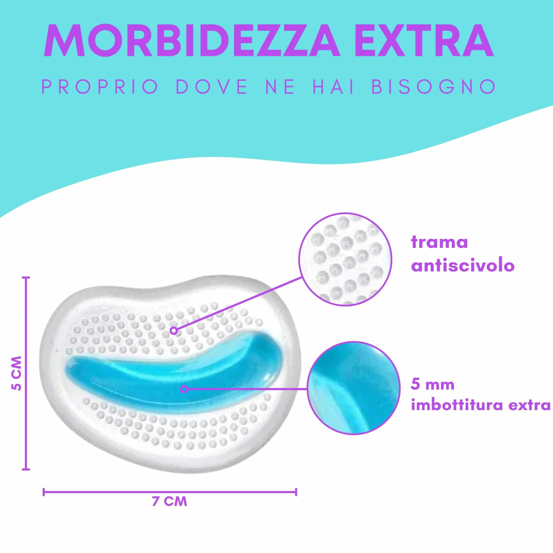 Cuscinetti per avampiedi in gel di silicone morbido, cuscinetti metatarsali adesivi per scarpe, 4 pezzi/2 paia