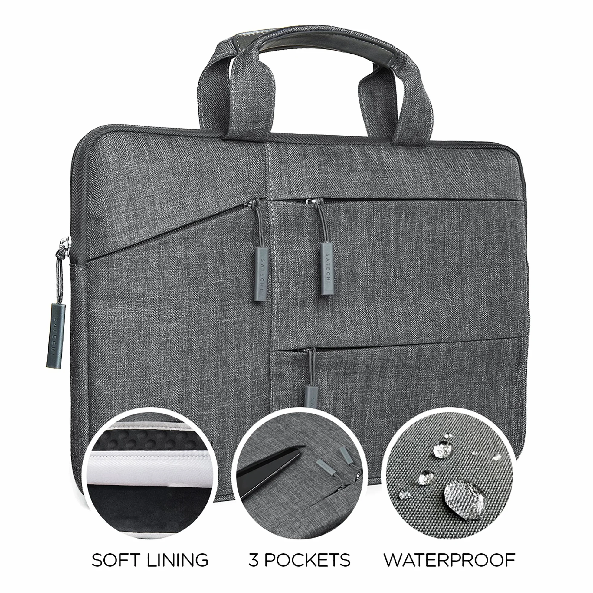 Satechi Custodia per Laptop 13 Pollici, Impermeabile e Imbottita con Vari Scomparti e Tasche, Compatibile con MacBook Air e Pro e Laptop fino a 13 Pollici