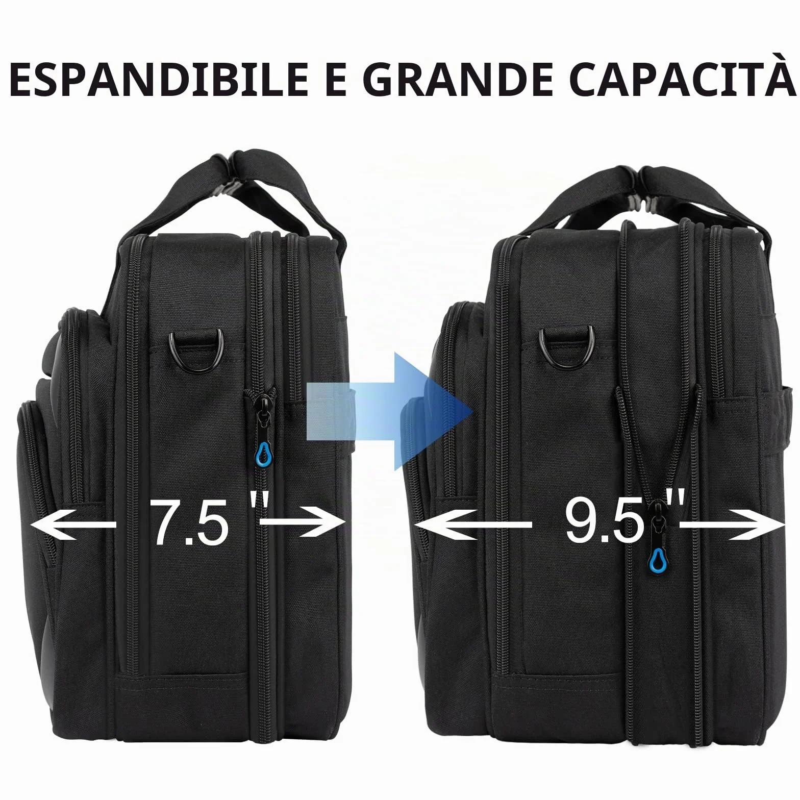 KROSER Borsa per computer portatile da 17,3 pollici, borsa a tracolla espandibile per computer portatile resistente